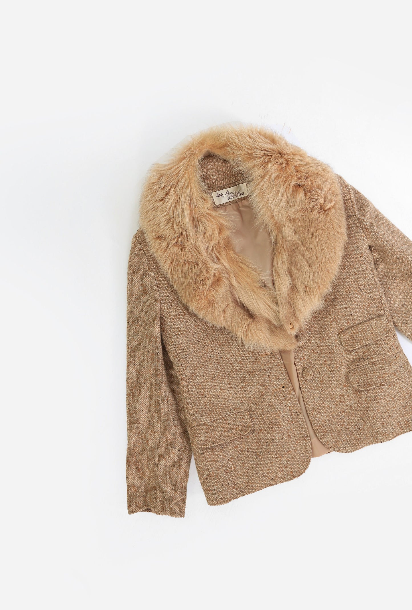 Lilli Ann fox fur blazer | Vintage 1970s Adolph Schuman for Lilli Ann wool tweed blazer
