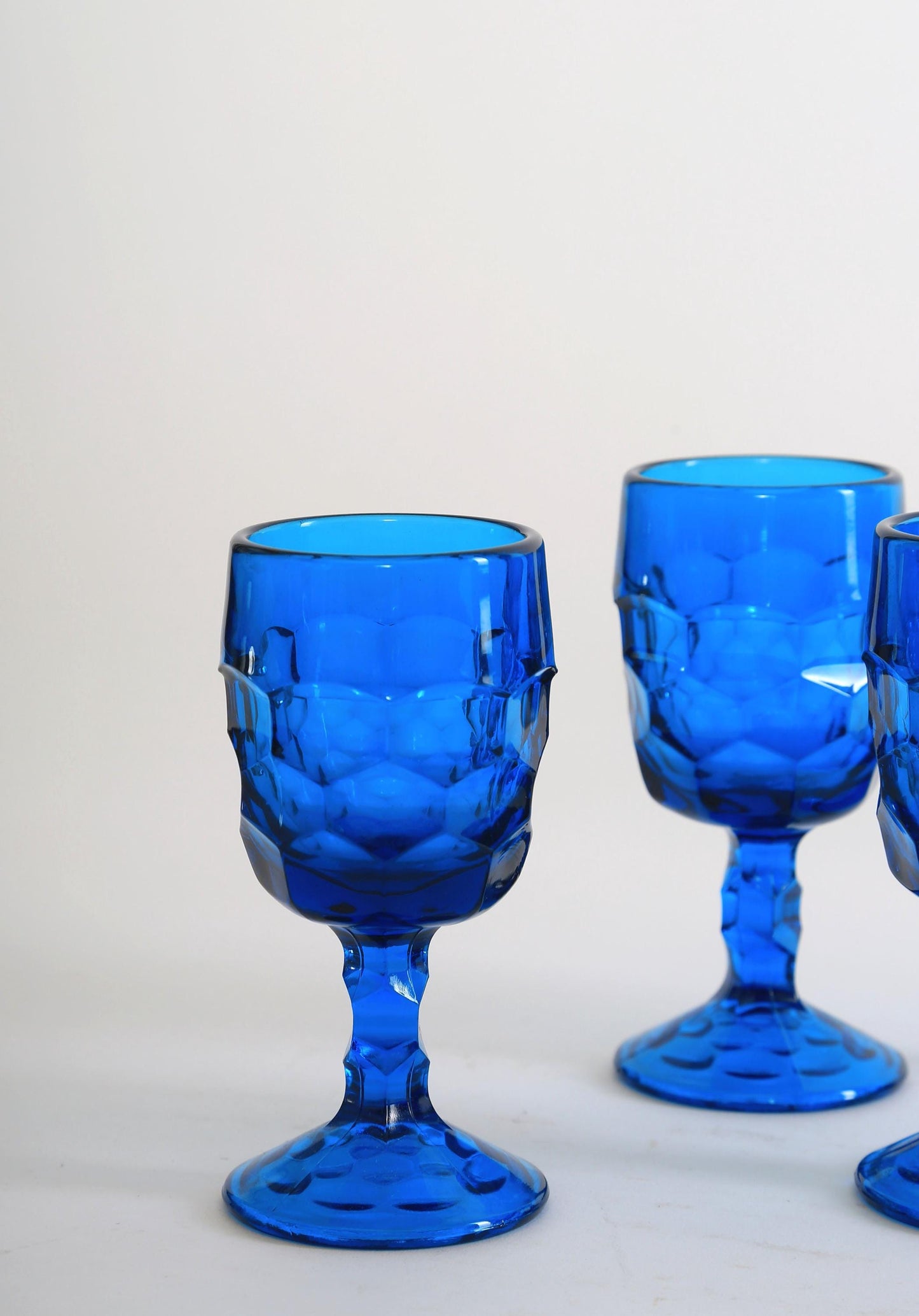 Viking blue Honeycomb Georgian cordial wine glasses set of 4