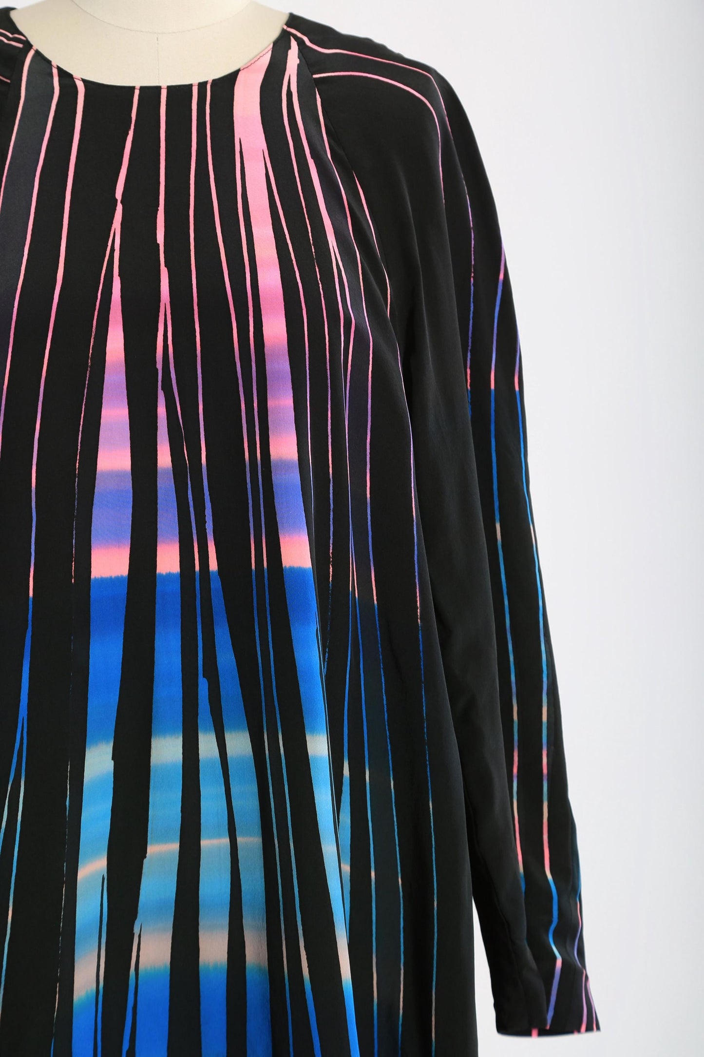 80s ombre striped silk dress | vintage 1980s Art waves silk dress