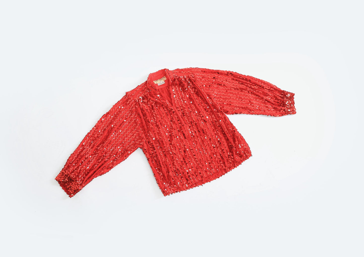 70s Red Sequin Ann Green blouse made in England