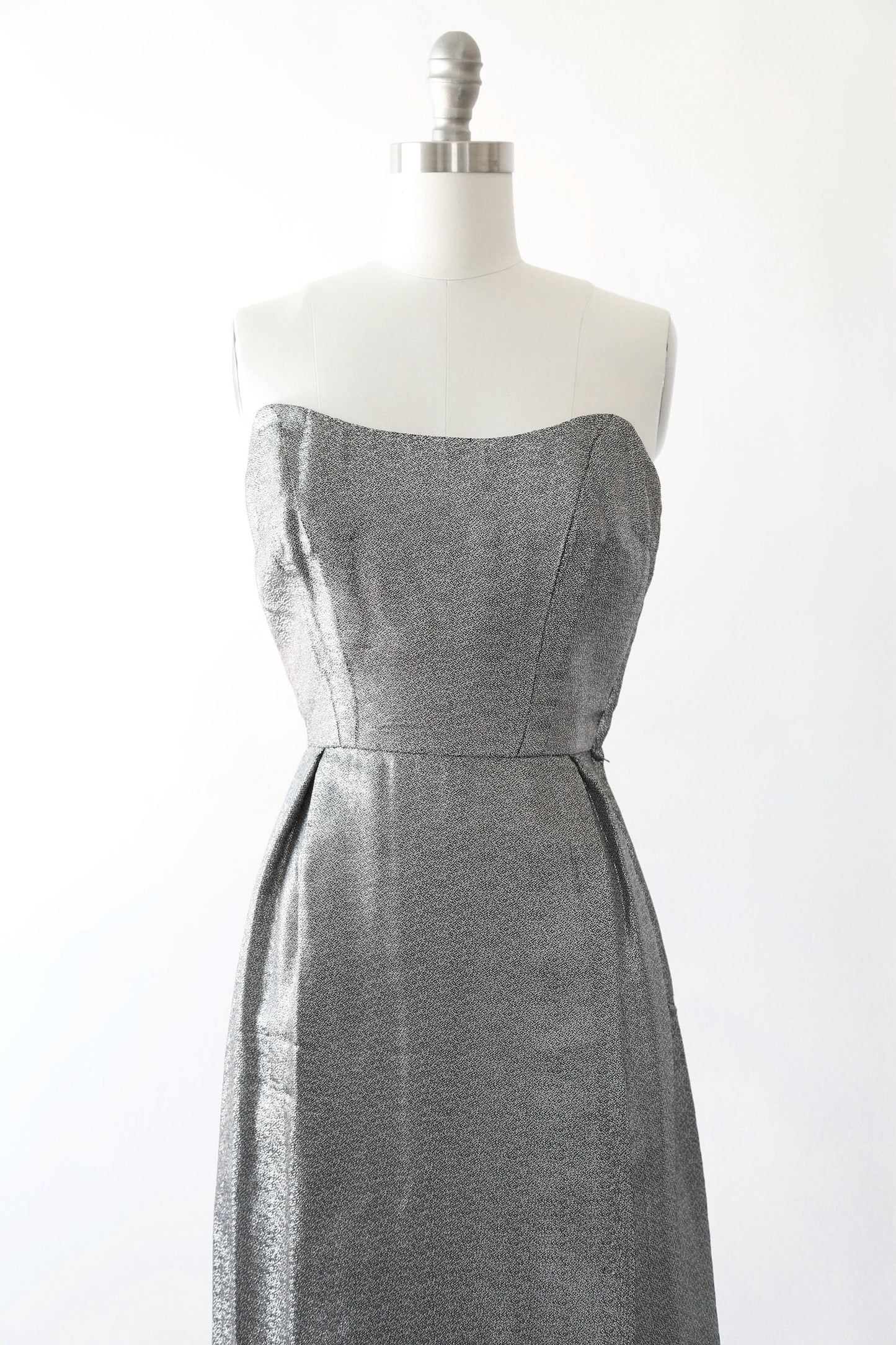 50s silver Lame bombshell dress | Vintage 1950s metal lame wiggle dress