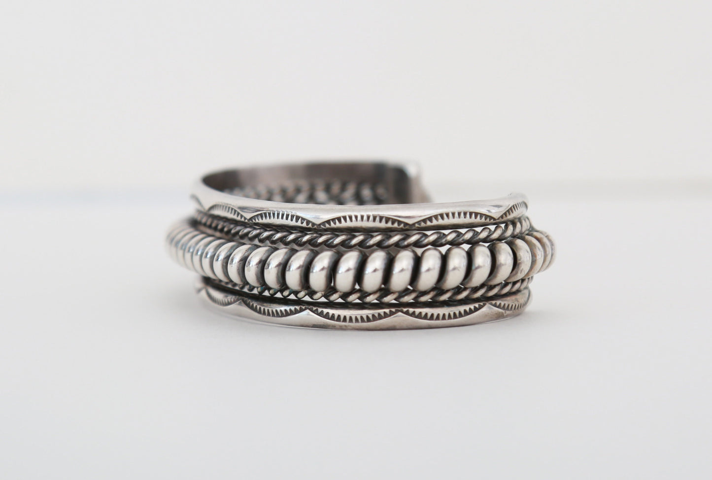 Vintage Navajo TAHE sterling silver signed cuff bracelet 56g