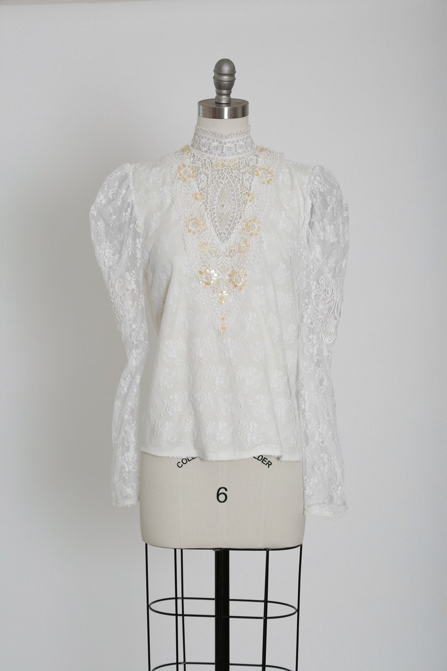 Vintage Scott McClintock victorian floral sequin blouse