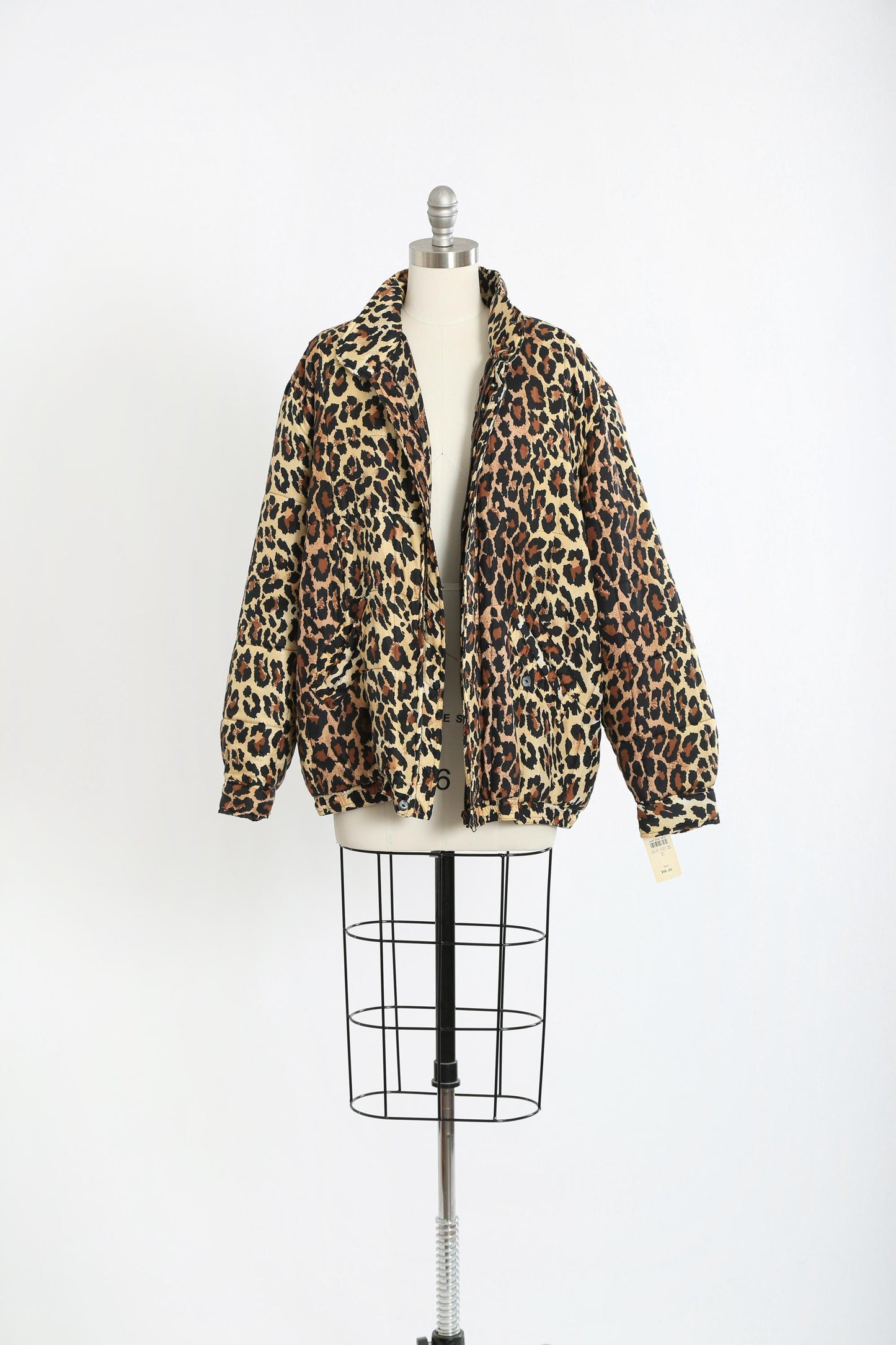 90s oversized leopard print jacket | Vintage 1990s Deadstock leopard print silk jacket