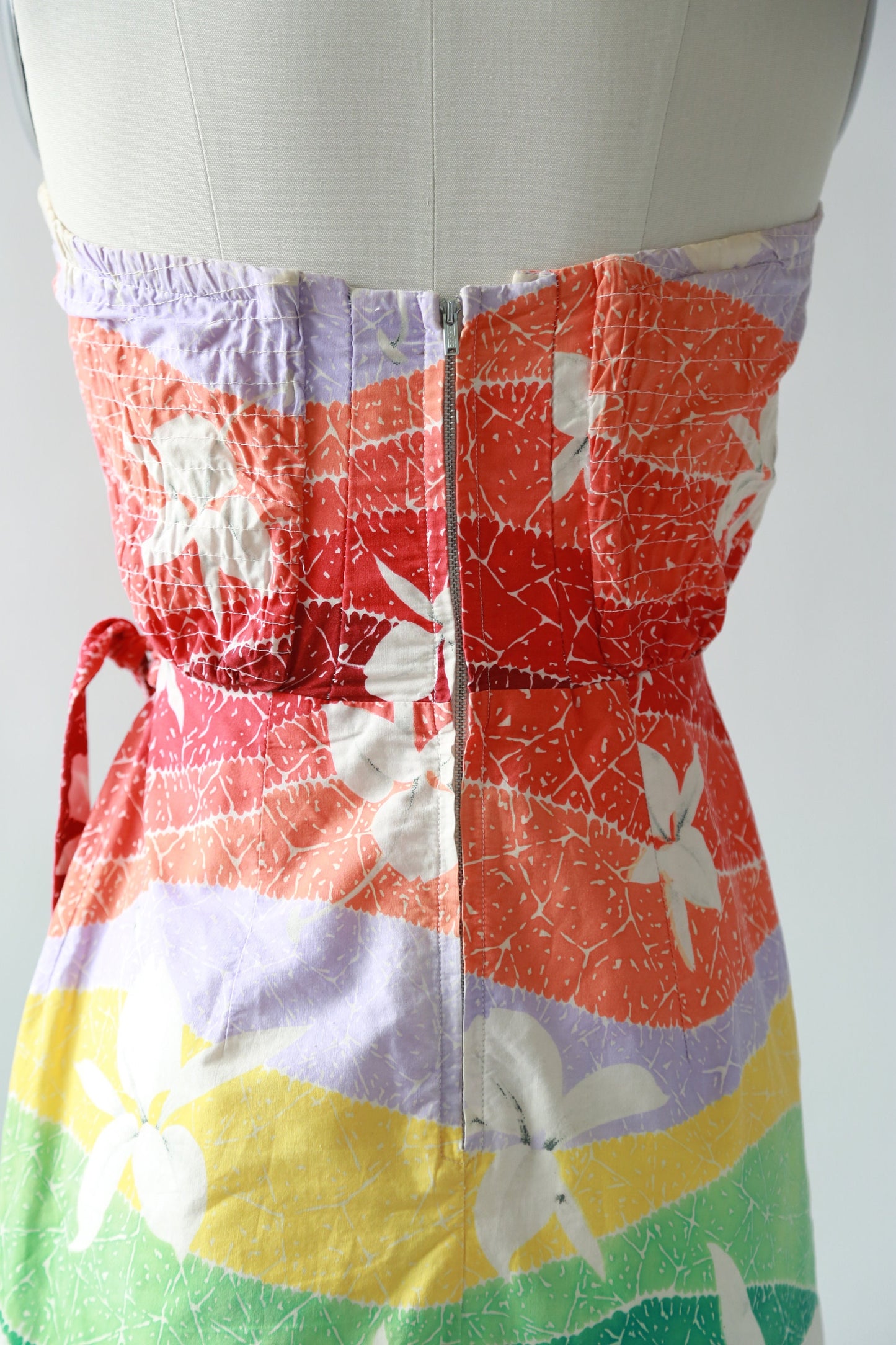 Rainbow Hawaiian dress | Vintage 50s Hawaiian sarong dress | 1950s Tropical floral Sarong dress