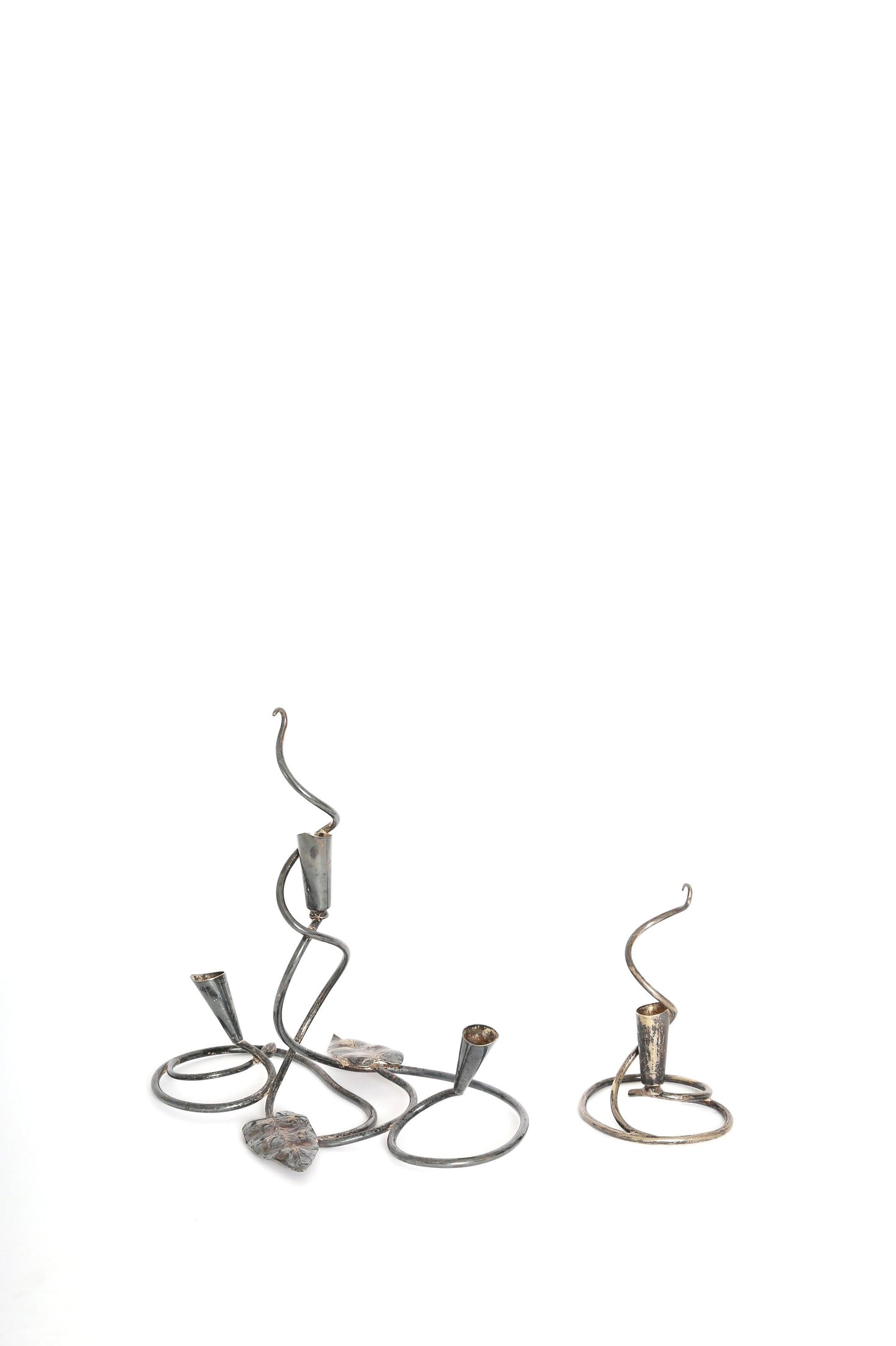 Vintage Art nouveau silver plate Lily candle stick holders