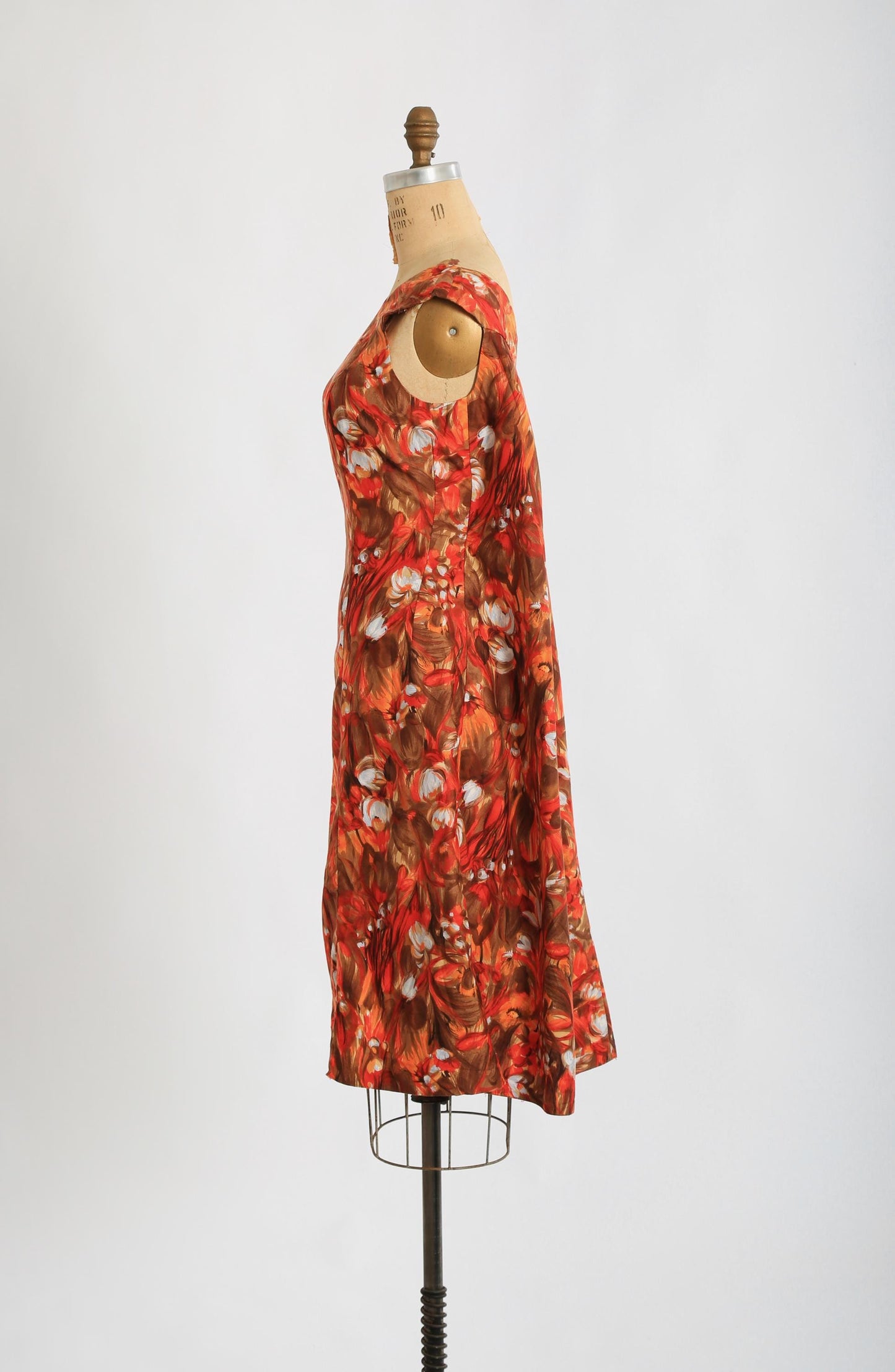 50s Hawaiian mini dress | Vintage 1950s Hookano orange floral dress