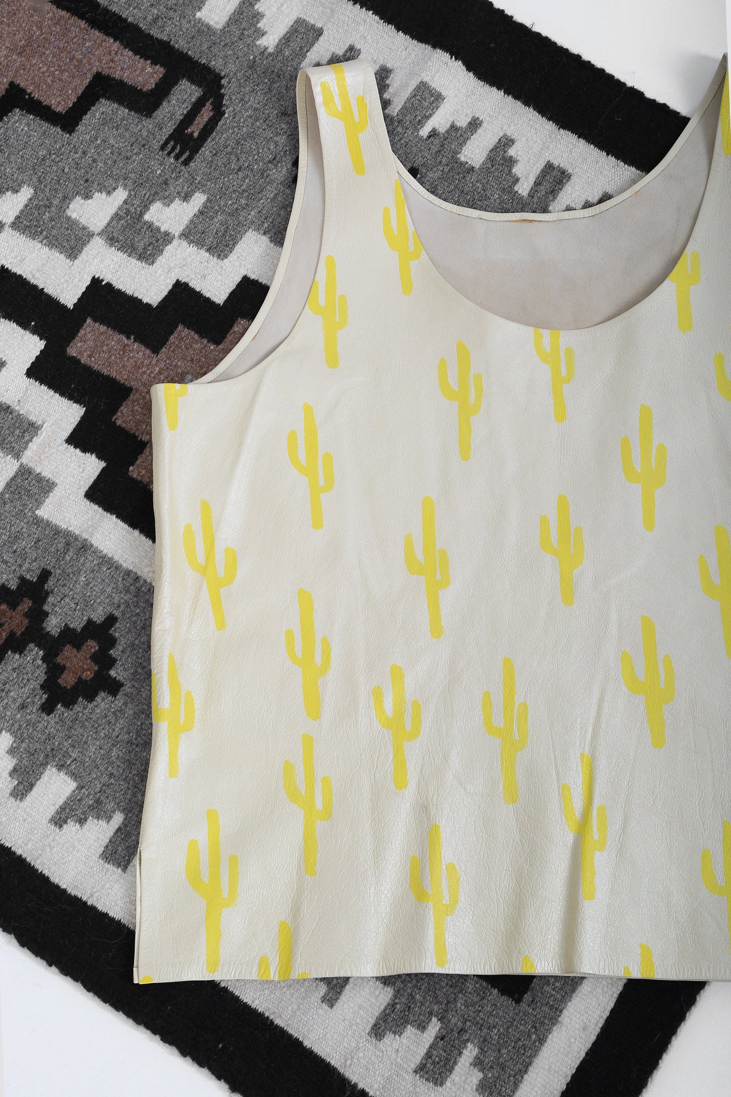 Vintage yellow desert hand painted cactus tank top