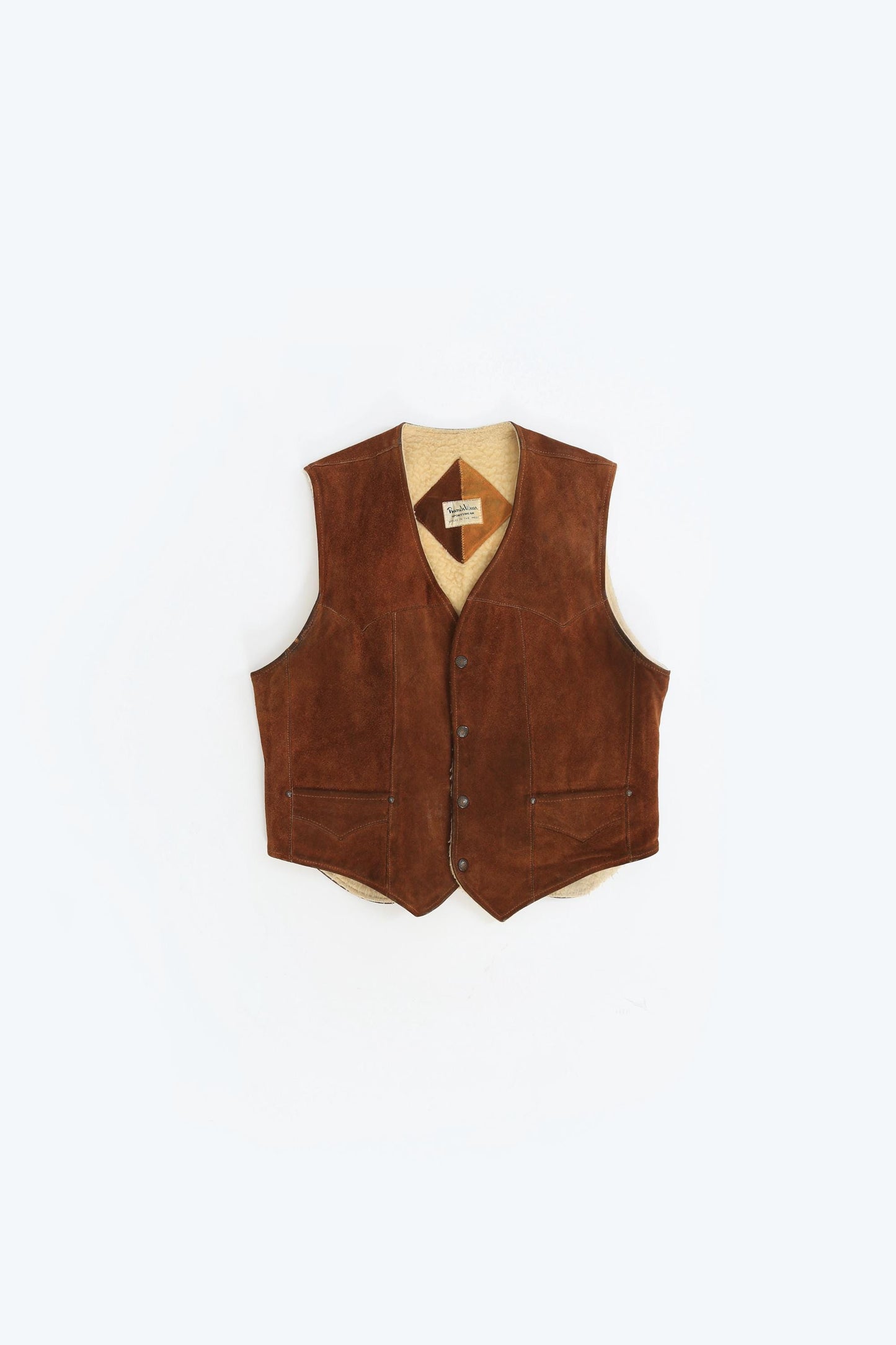 Vintage 70s Ranchwear Sportswear NFL linebacker brown suede leather vest