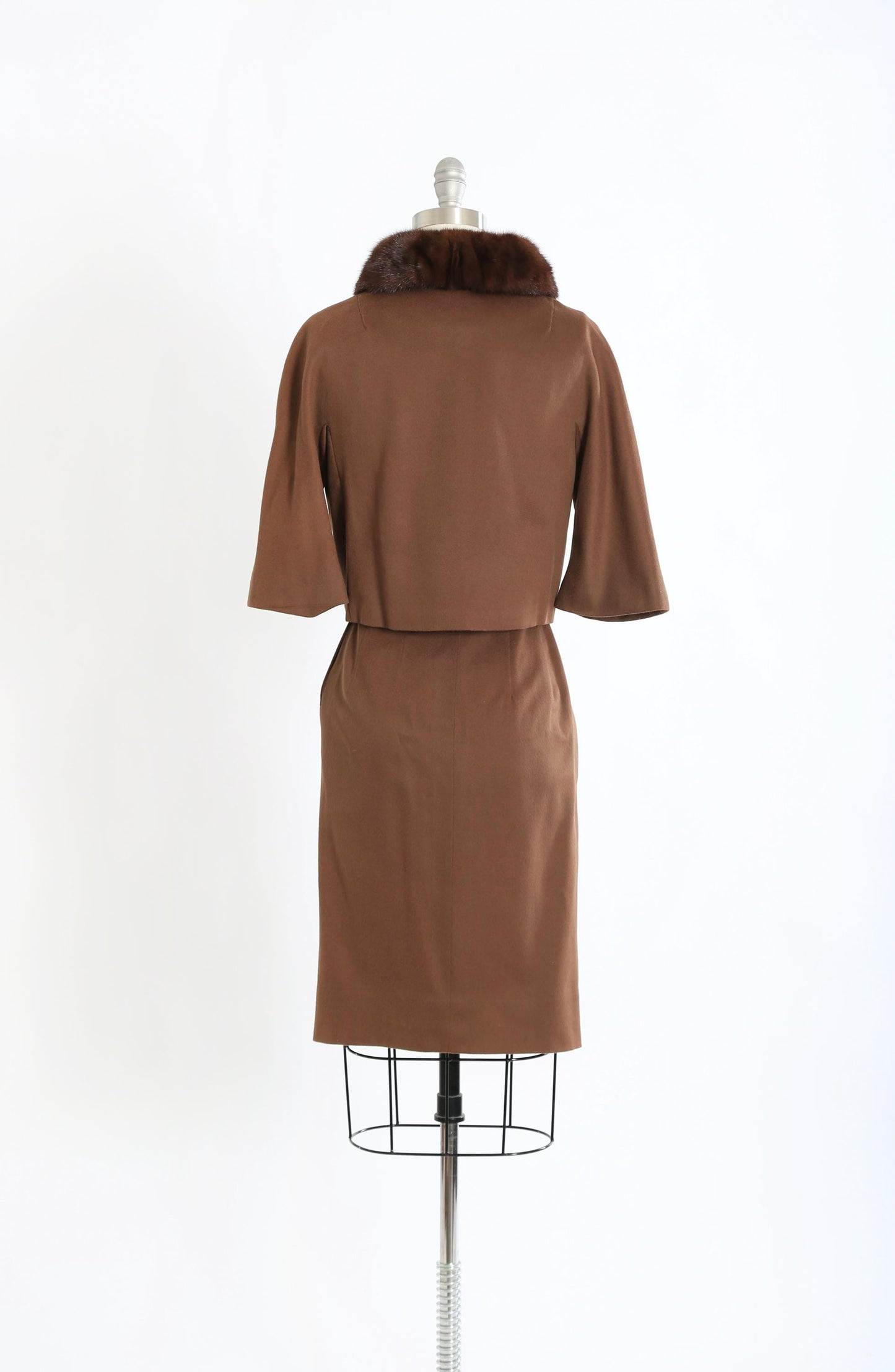 50s Lilli Ann suit | Vintage 1950s Lilli Ann brown wool Mink fur 2pc set