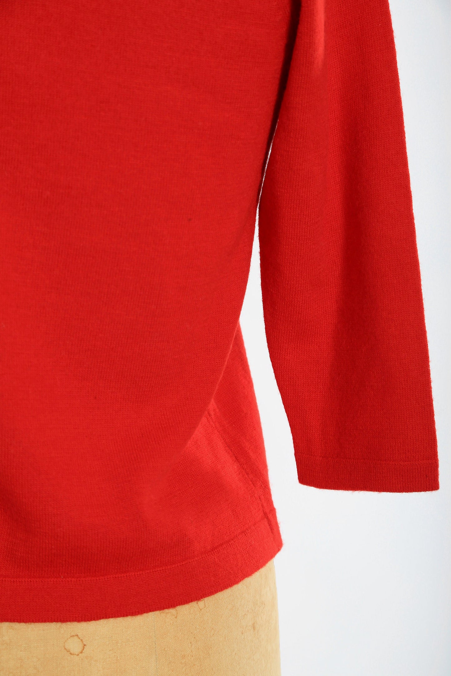Vintage 1950s Italian Contezioni red wool mink fur collar sweater