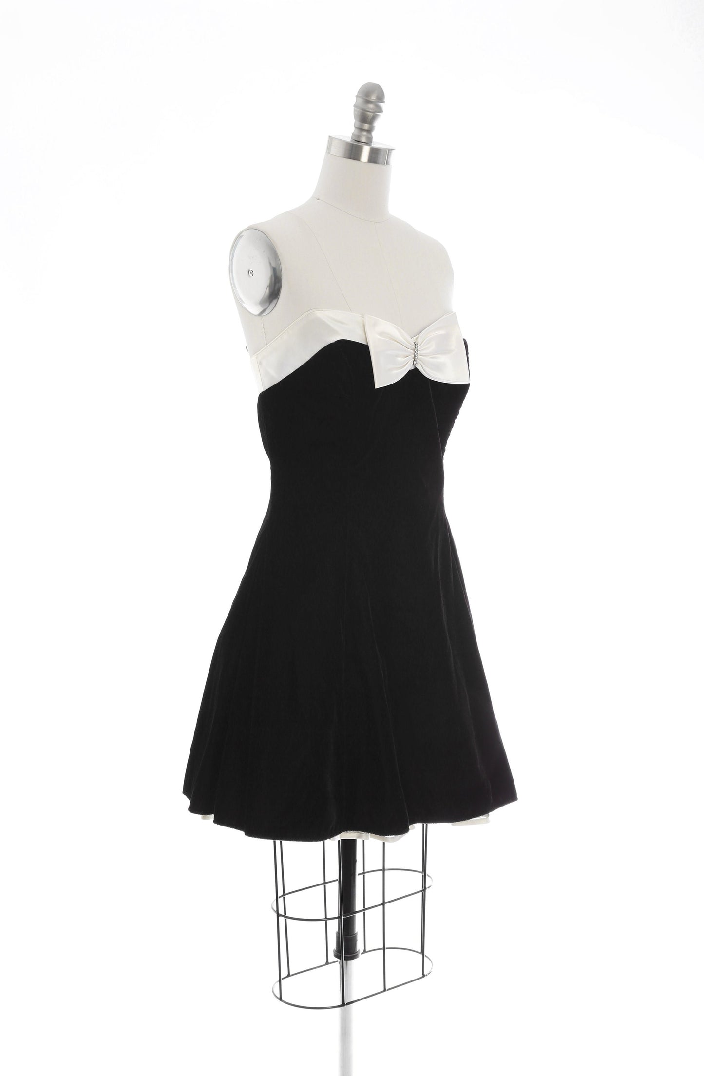 Tuxedo mini dress | Vintage 80s black velvet tuxedo dress | Jeweled bow party dress