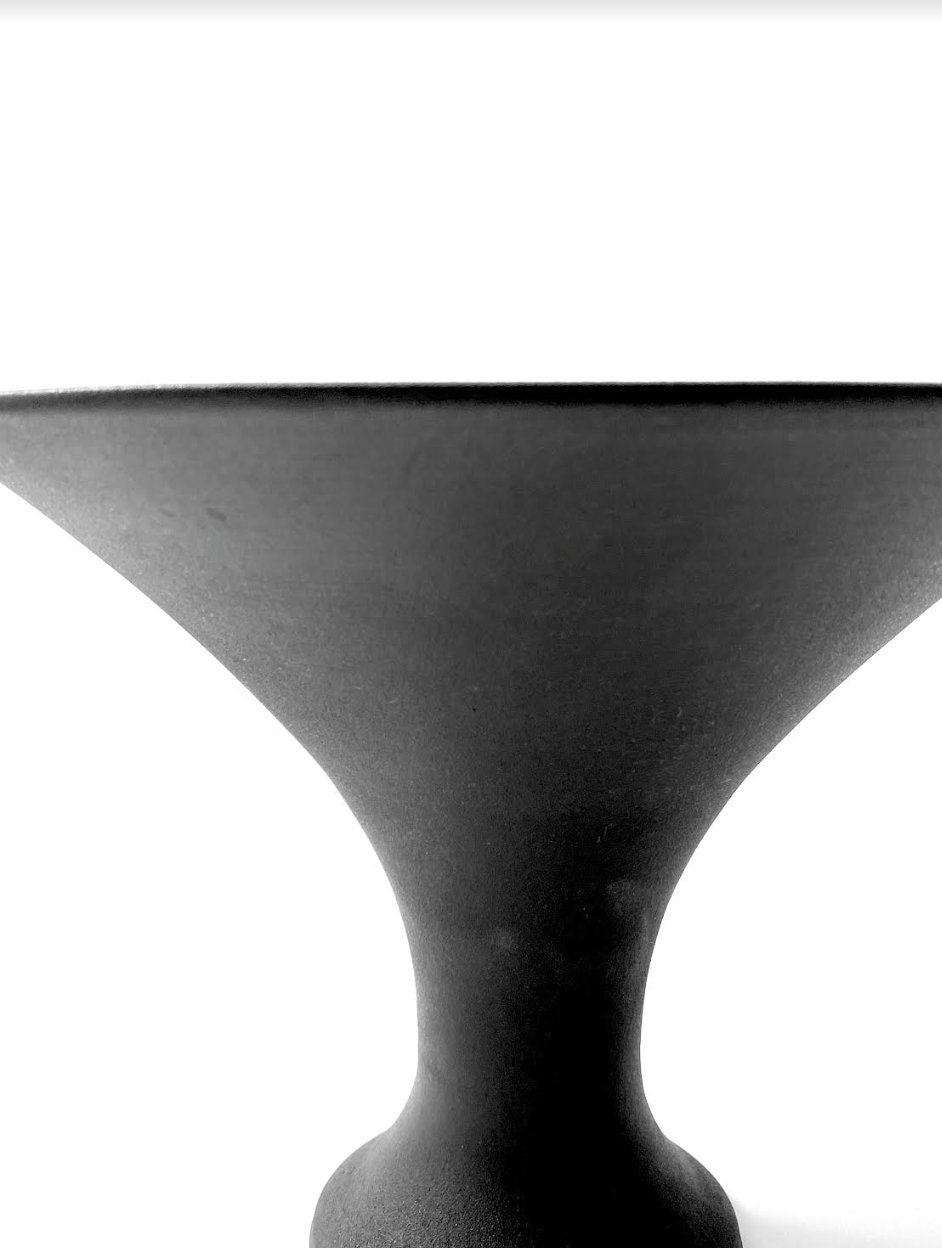 Vintage Mid Century Modern Architectural pottery Vase | Matte black stoneware planter