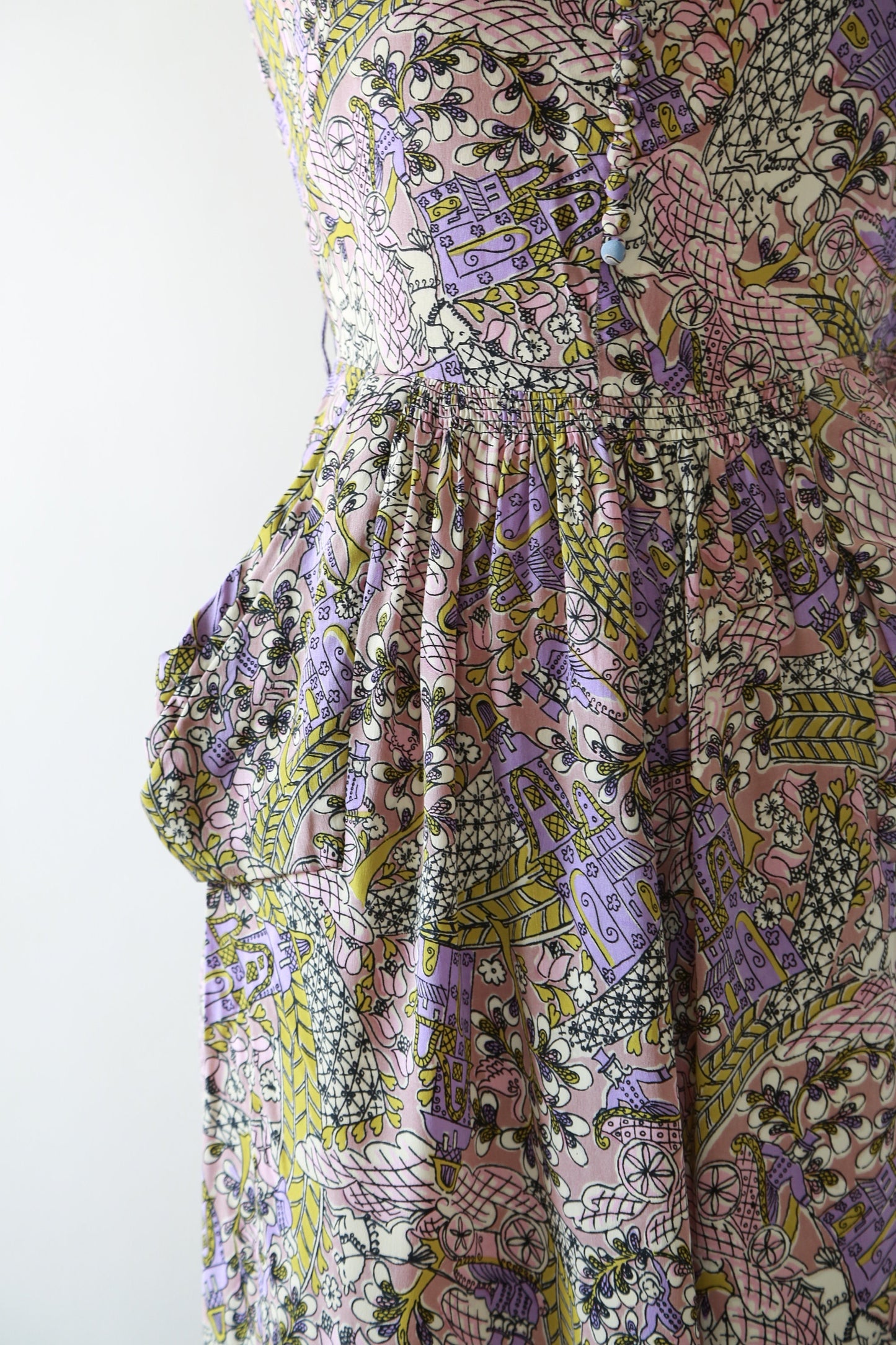 Vintage 40s silk dress | 1940s novelty print silk dress