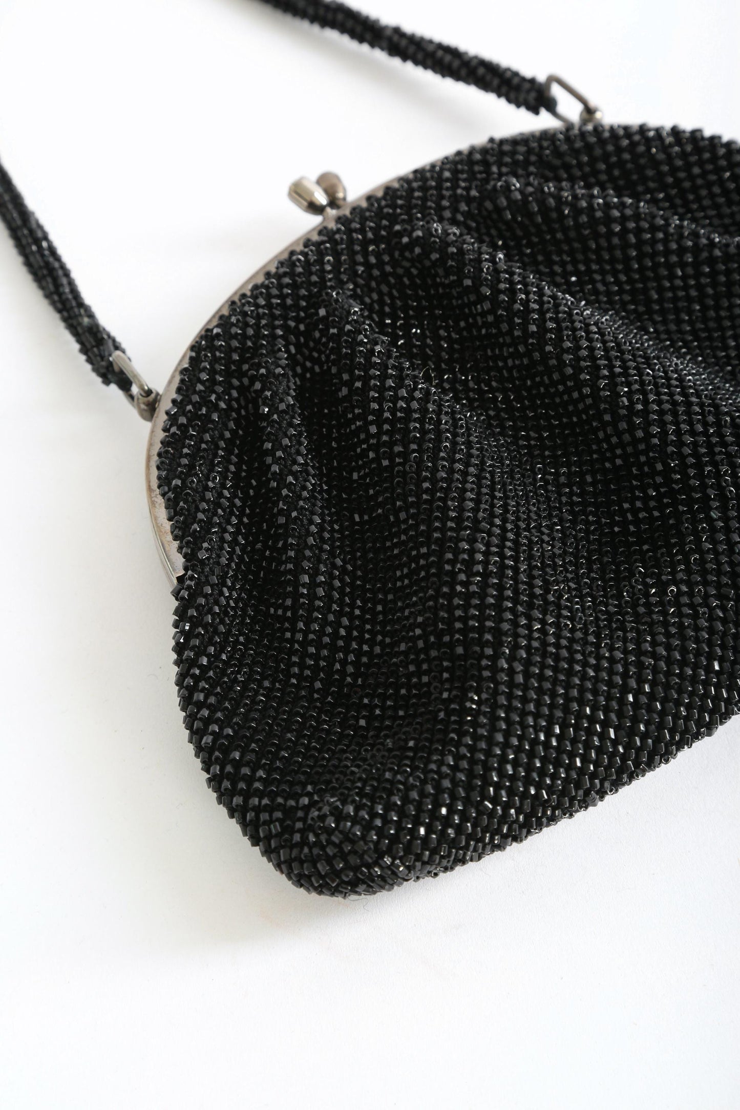 Vintage 1960s black beaded purse