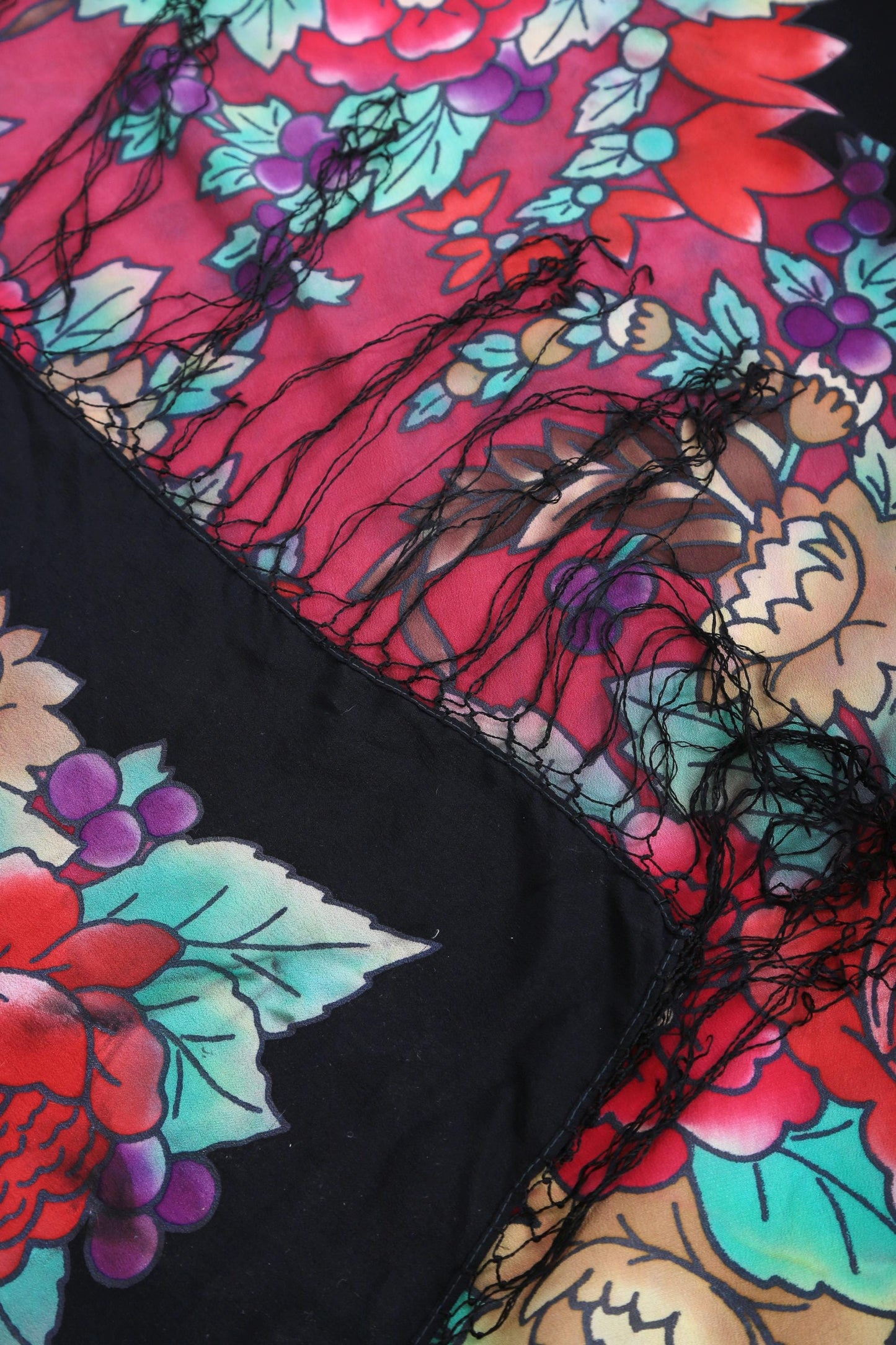 40s piano shawl | Vintage 1940s silk floral paino shawl