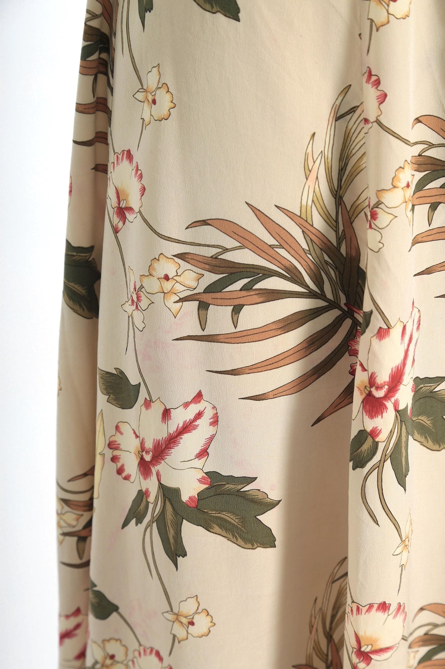 Y2K tropical floral silk midi dress
