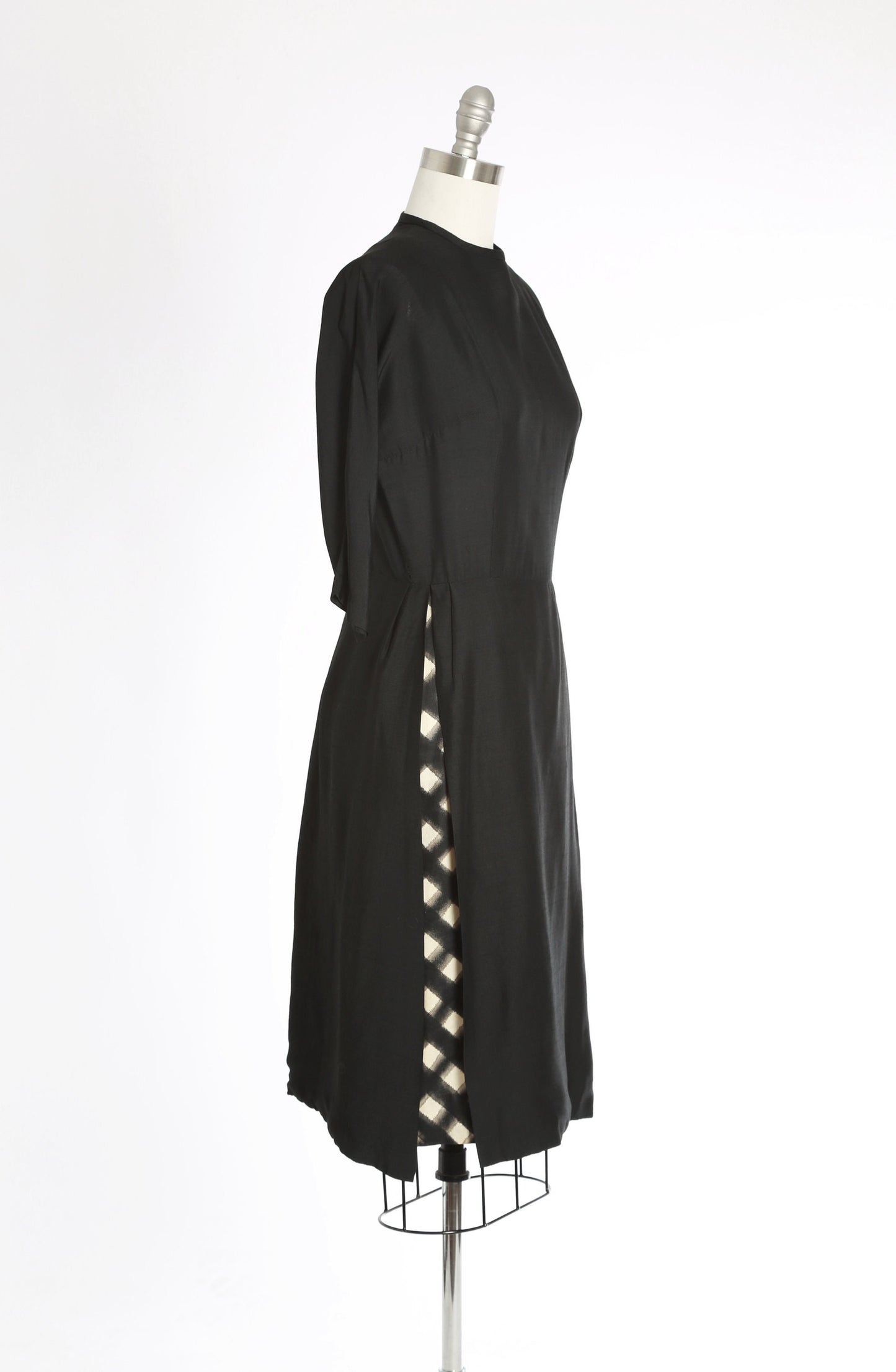 40s Checker dress | Vintage 1940s black + white dress