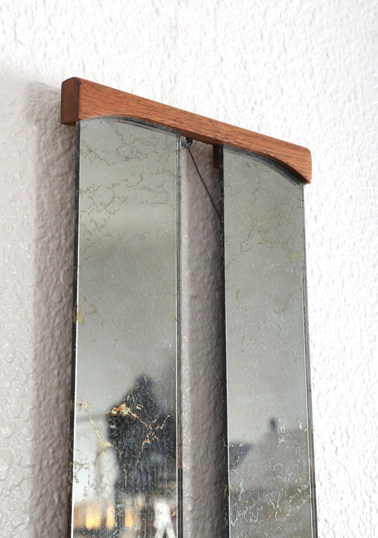Vintage Mid Century Modern teak wood rectangle mirror