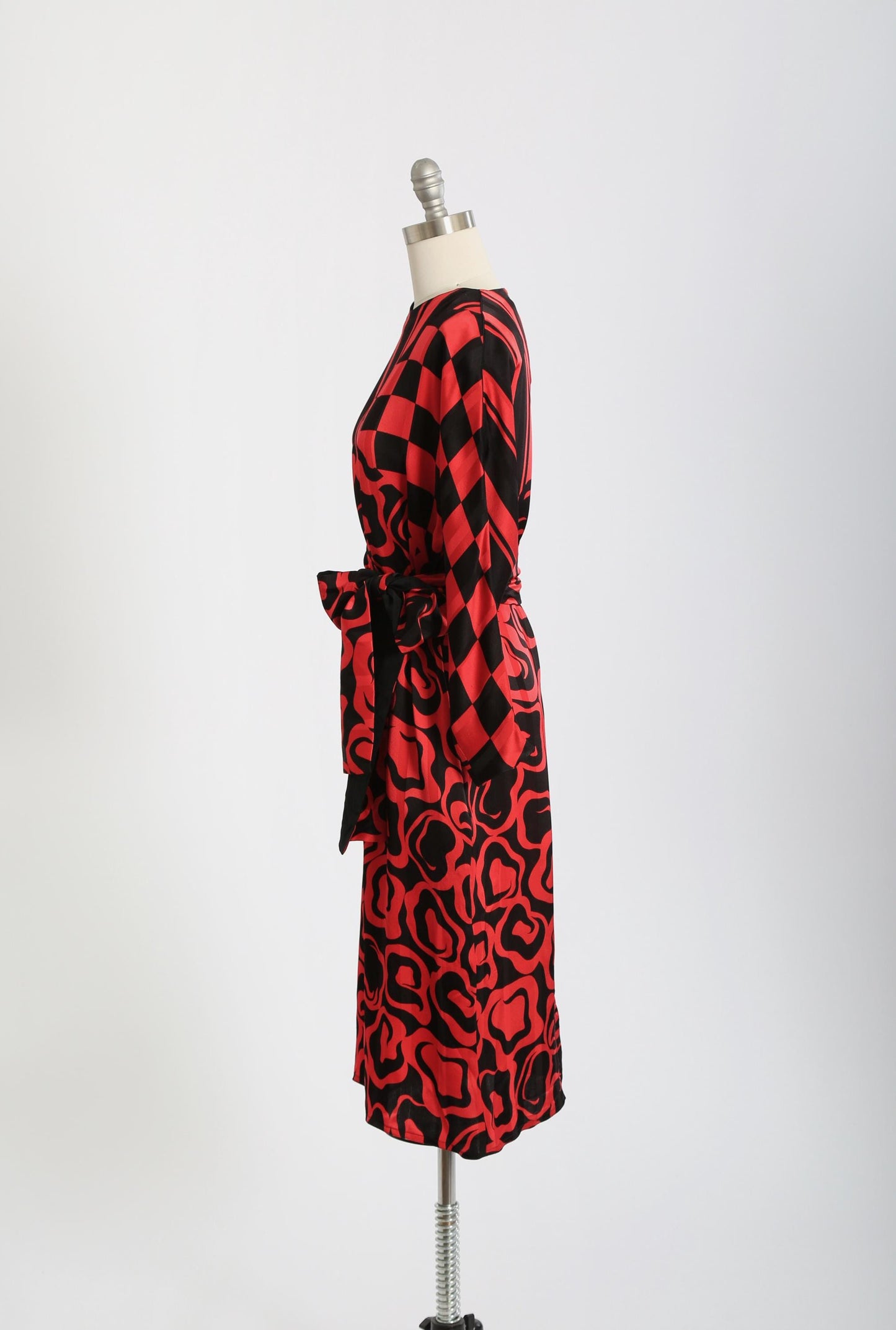 90s French red silk dress | Vintage 1990s Franck Olivier Paris checker dress