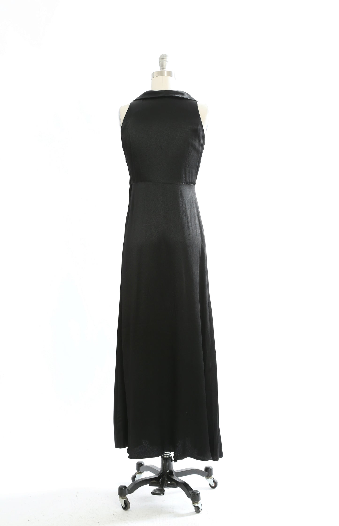 90s Black tuxedo maxi dress