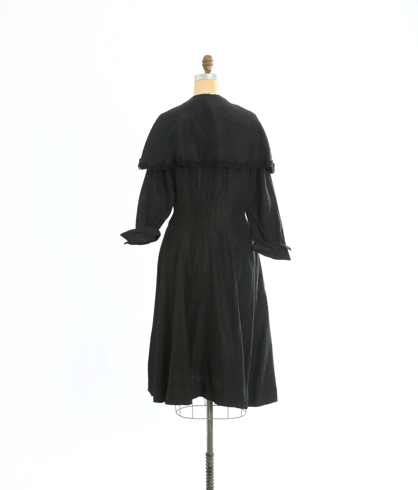 Vintage 40s 50s New Look black embroidered satin dress