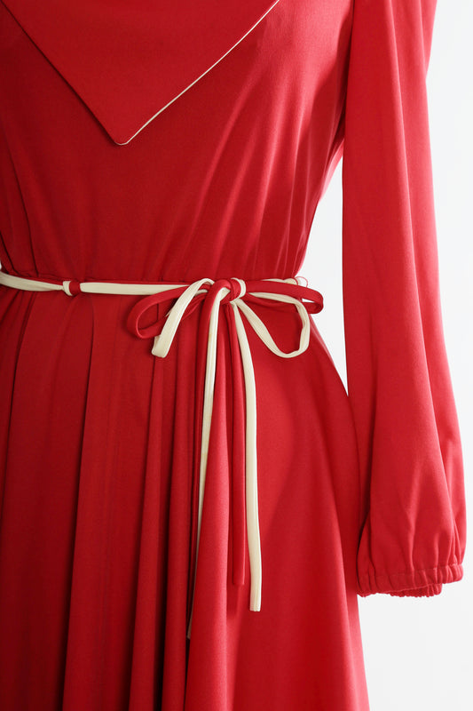 70s Pink scarf long sleeve dress