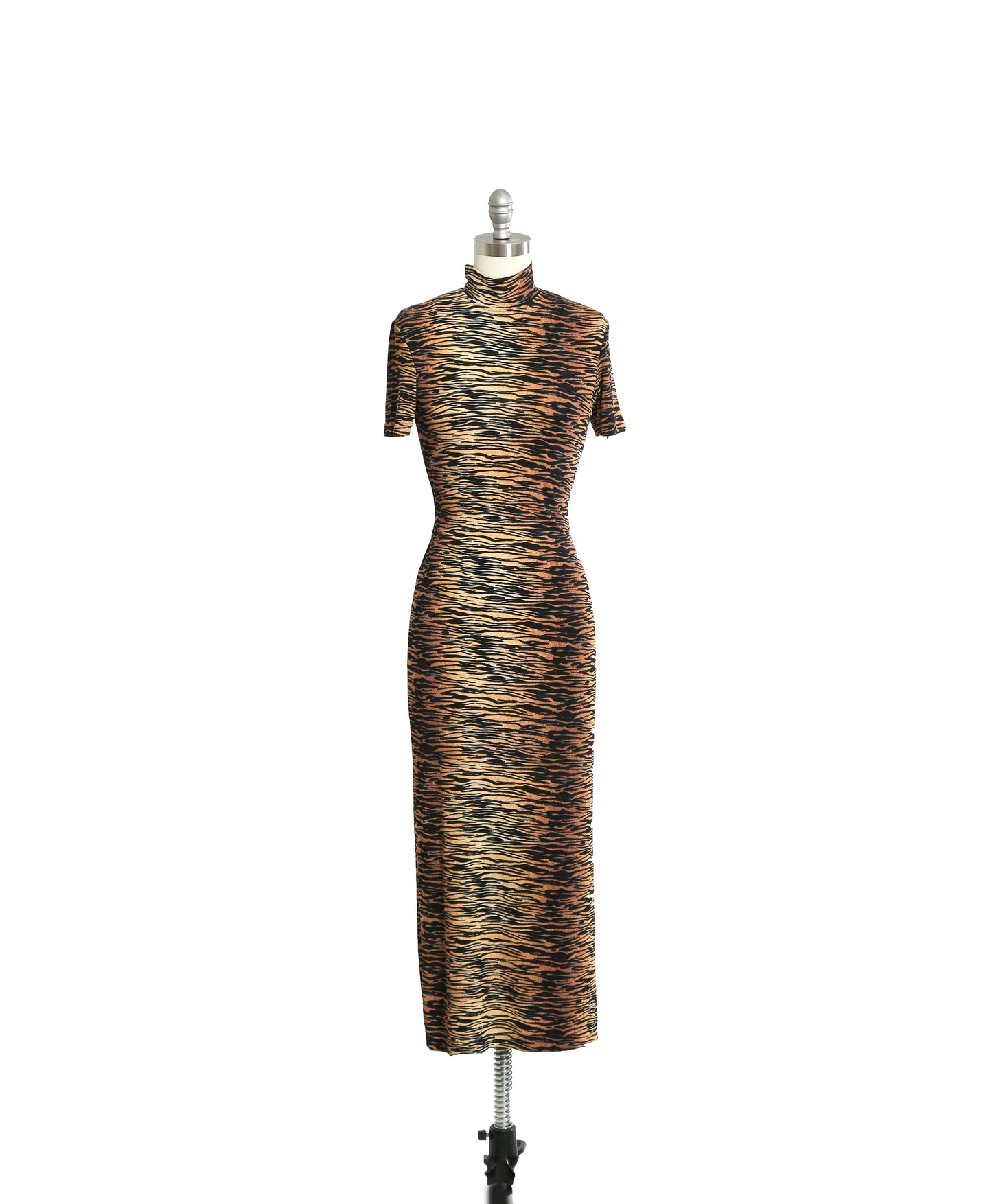 90s Tiger striped bodycon maxi Dress