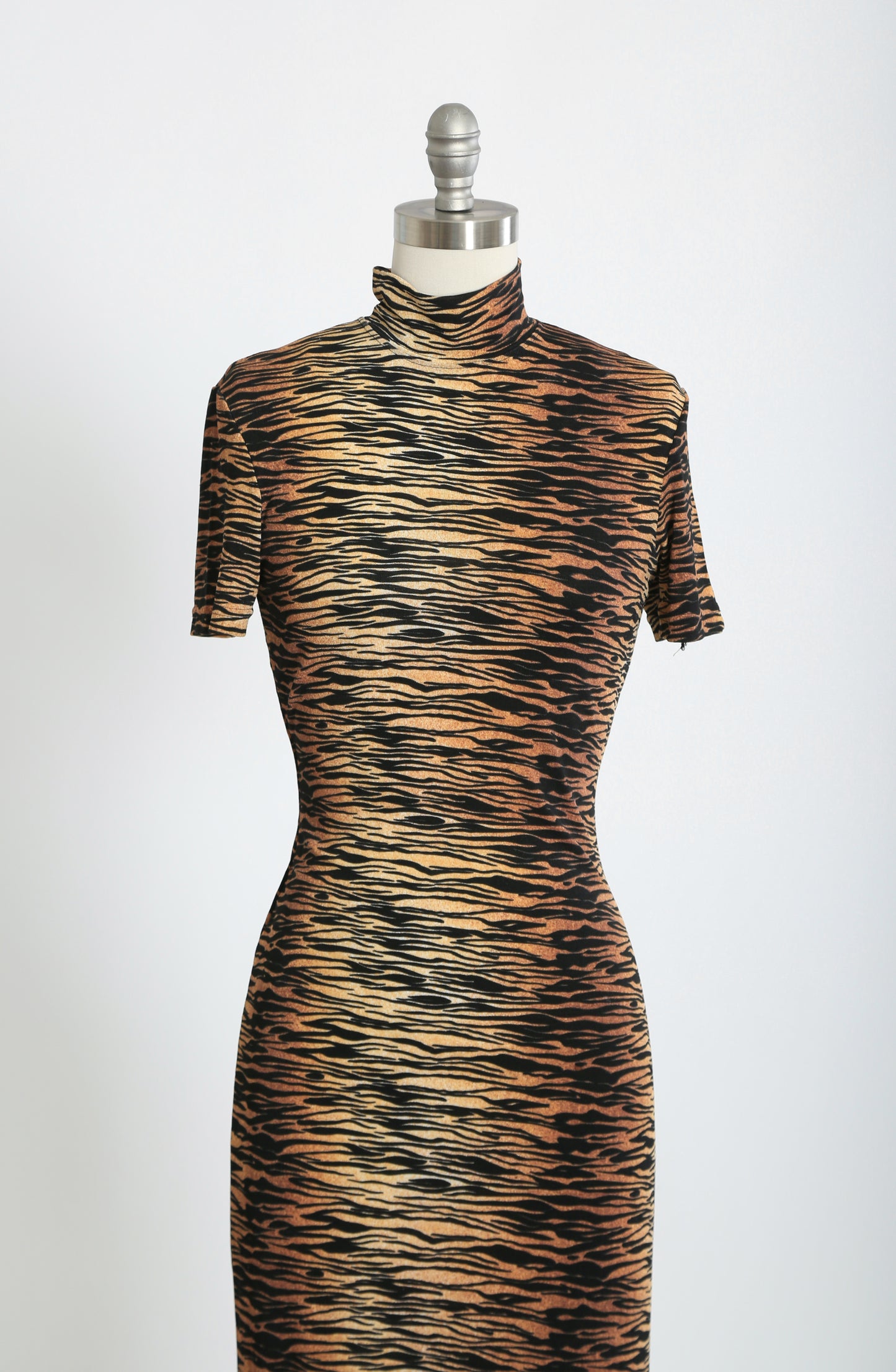 90s Tiger striped bodycon maxi Dress