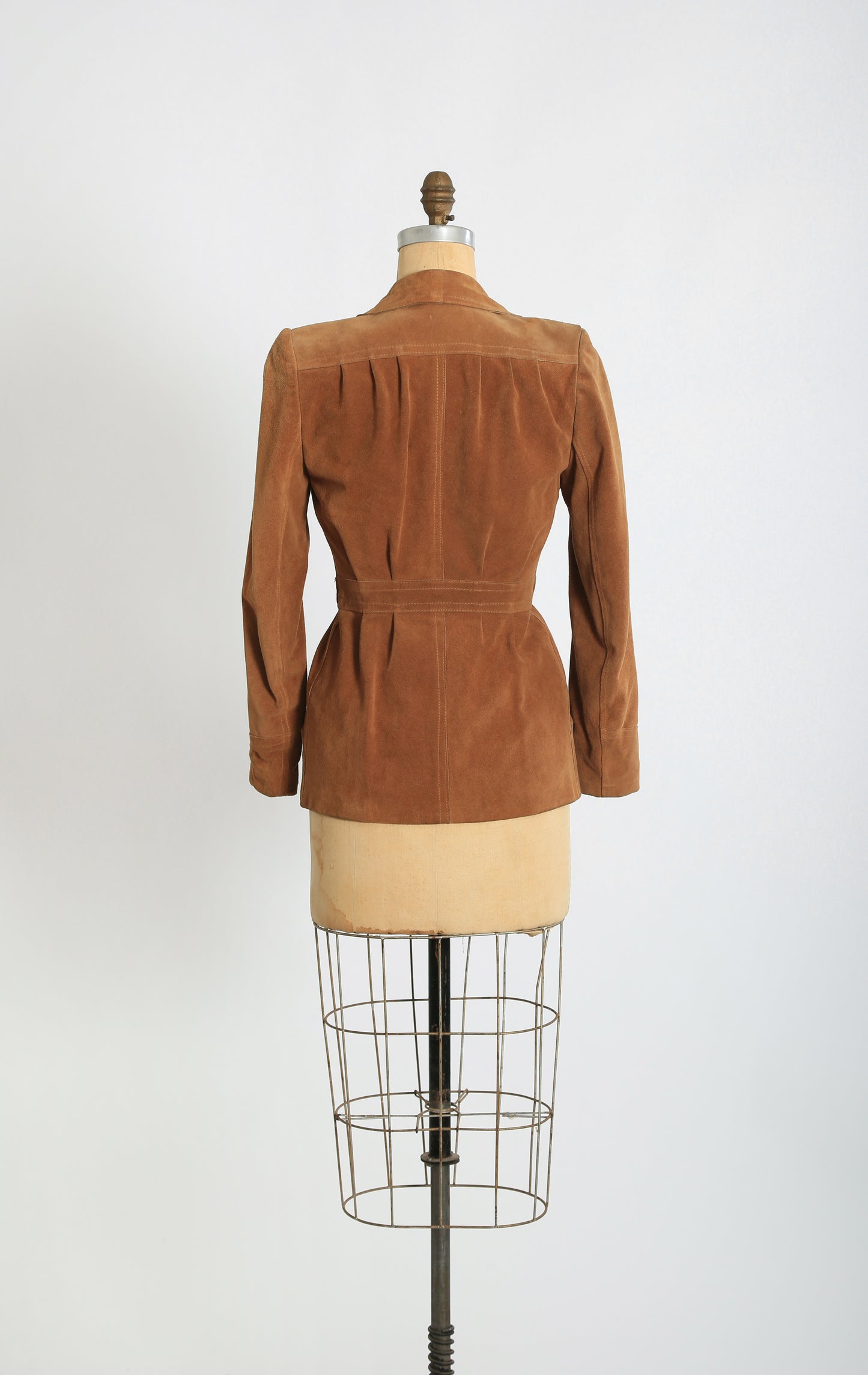 70s Casual Corner brown suede leather belted jacket