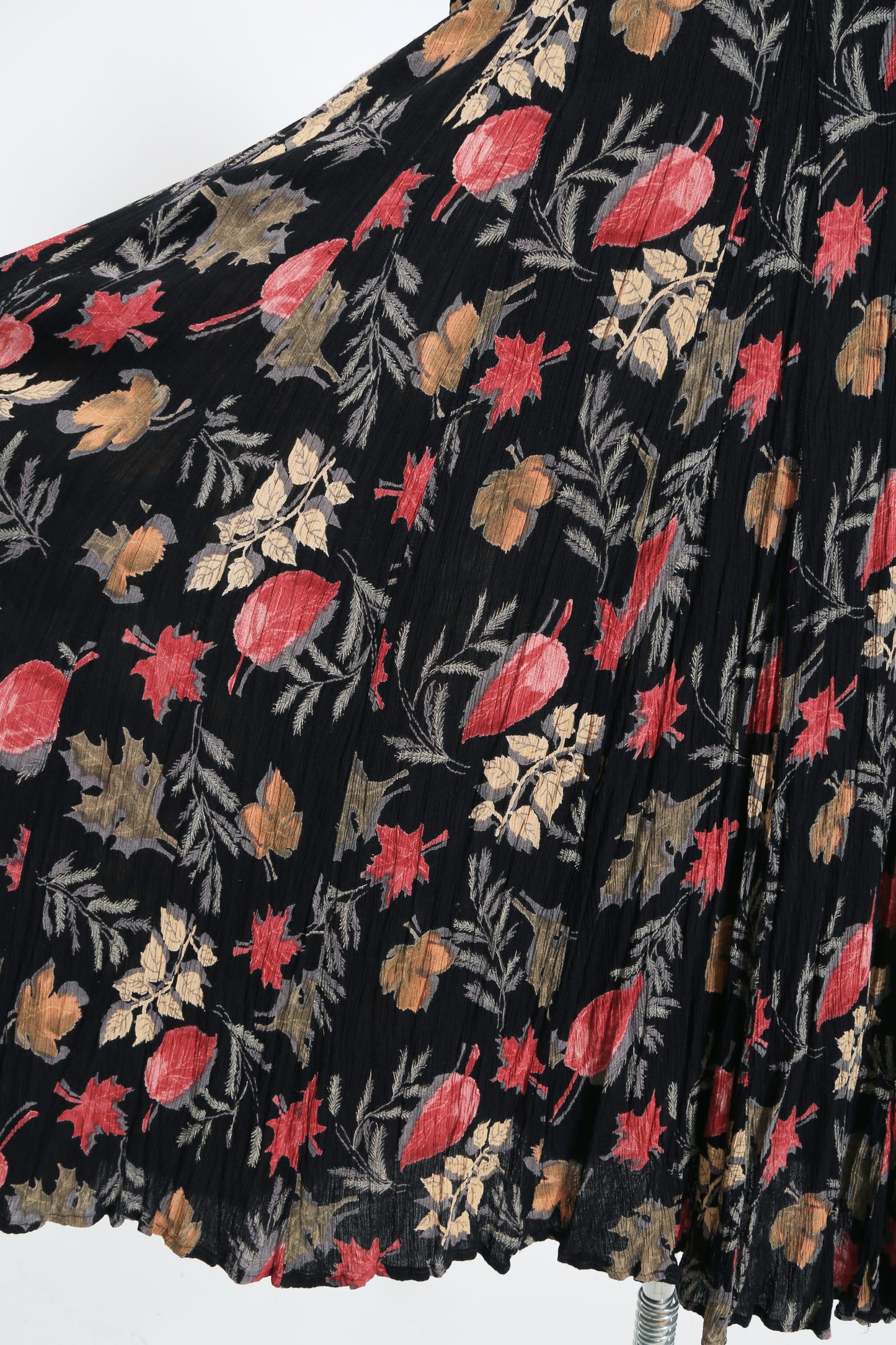 90s black Falling Leaf rayon maxi dress