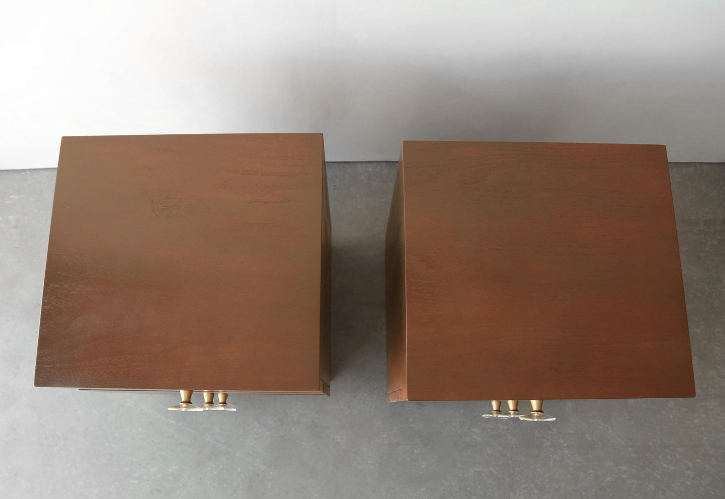 Rare 1940s (1942) Gilbert Rohde for Herman Miller #4246 Paldao wood nightstands pair