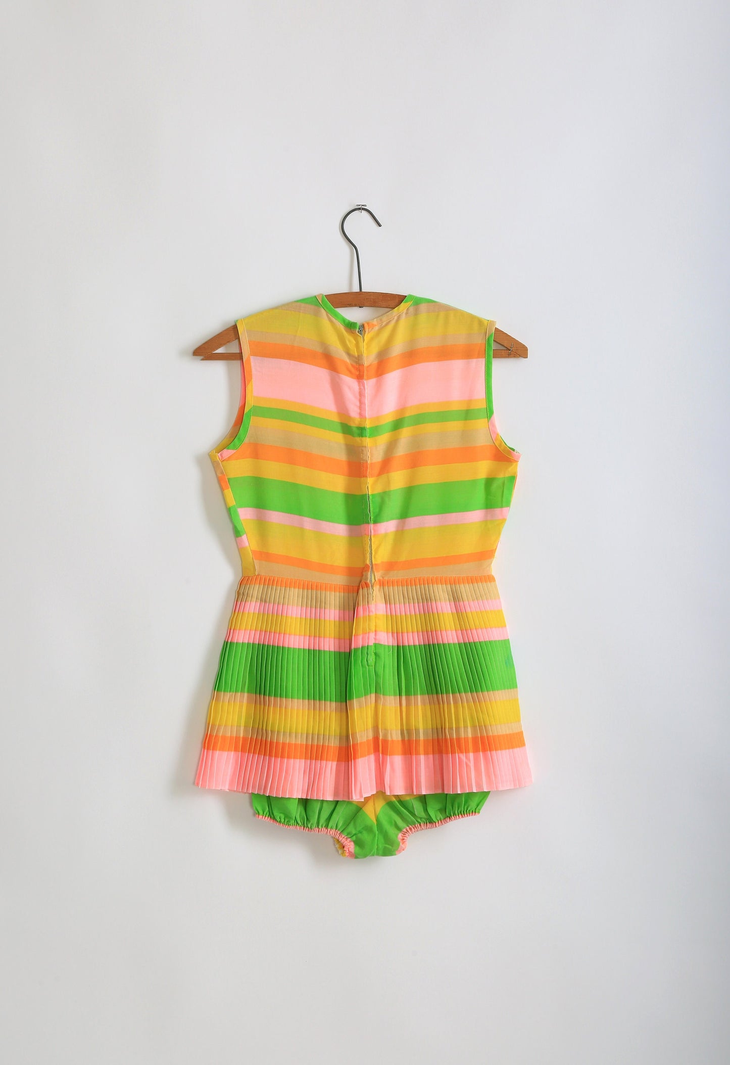 60s neon rainbow striped playsuit romper