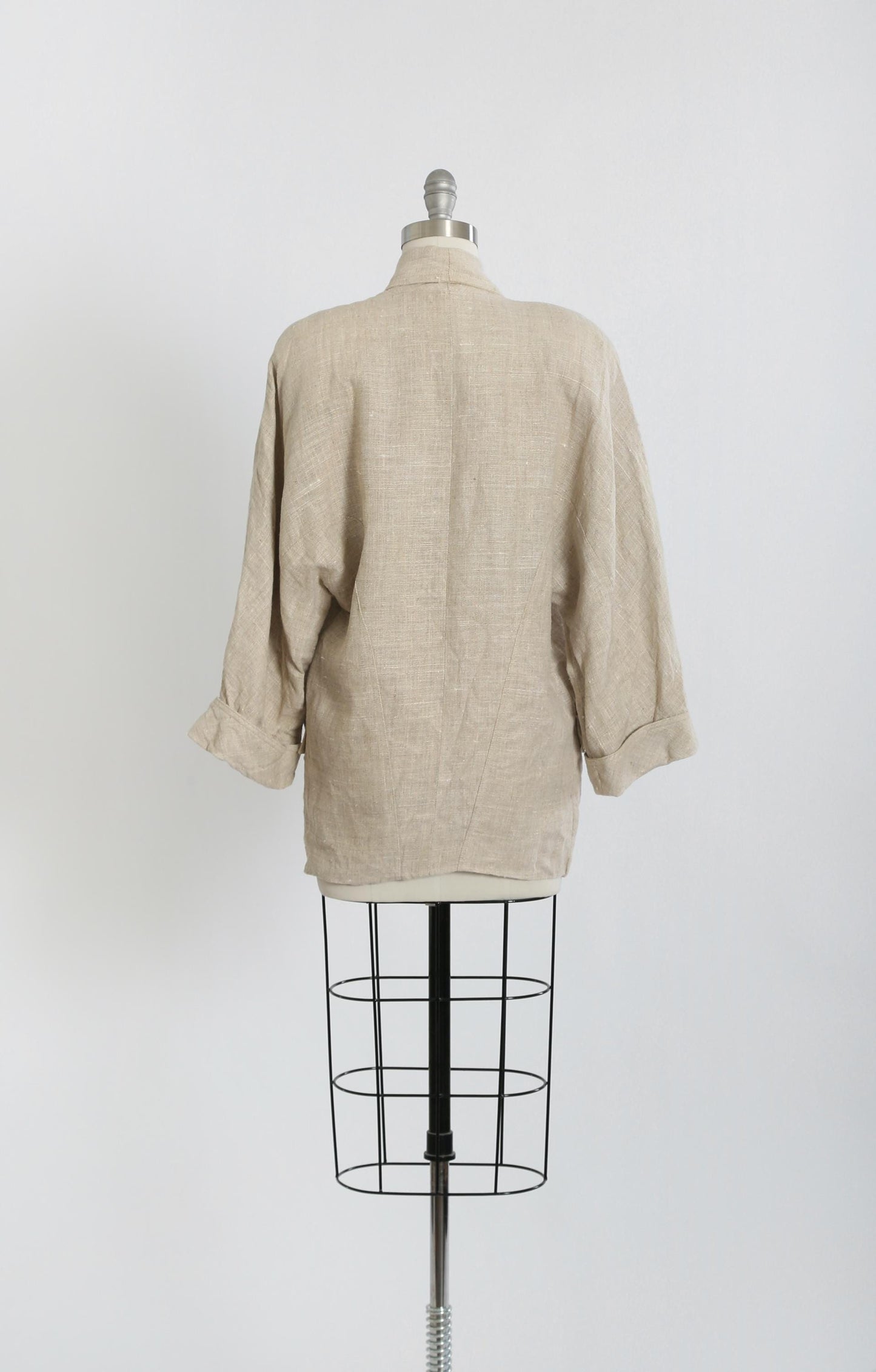90s oversized oatmeal linen blazer jacket