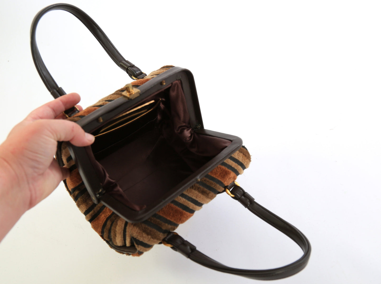 Lewis striped purse | Vintage 60s Lewis striped velvet velour purse