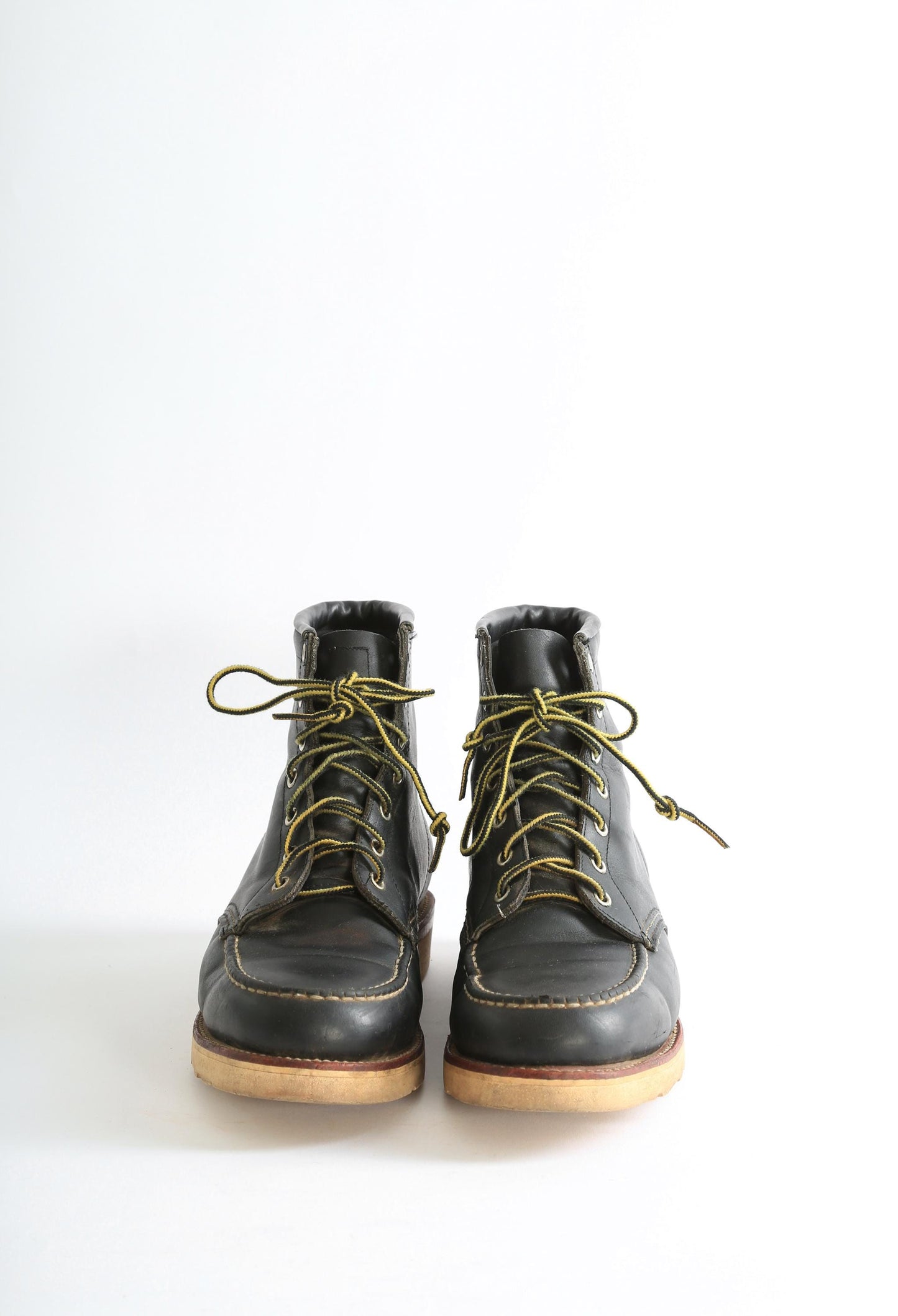Vintage Chippewa American Made black Leather Moc Toe Boots Sz. 9