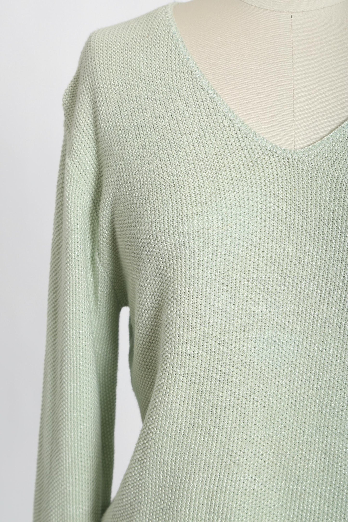 90s green woven knit cotton rayon sweater