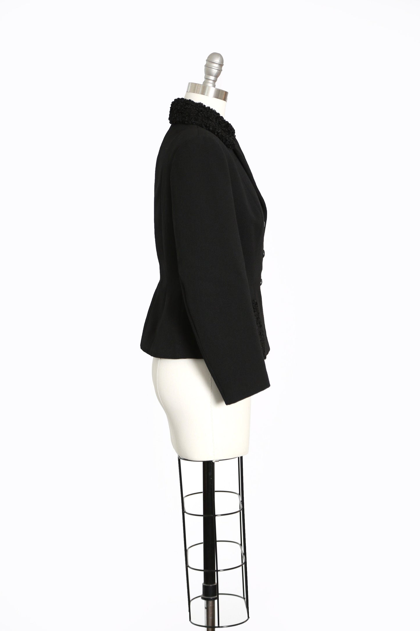 Reine Wolle blazer | Vintage 40s black curly lamb wool blazer | 1940s Persian curly Lamb coat