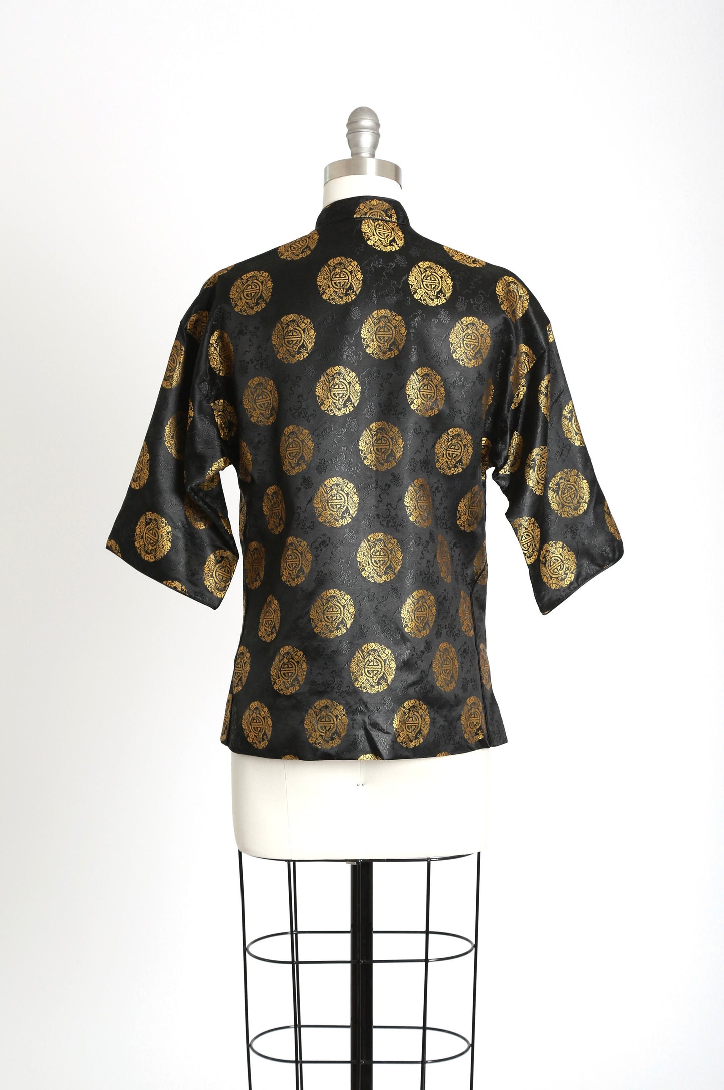 Vintage 1940s Silk brocade floral dragon blouse