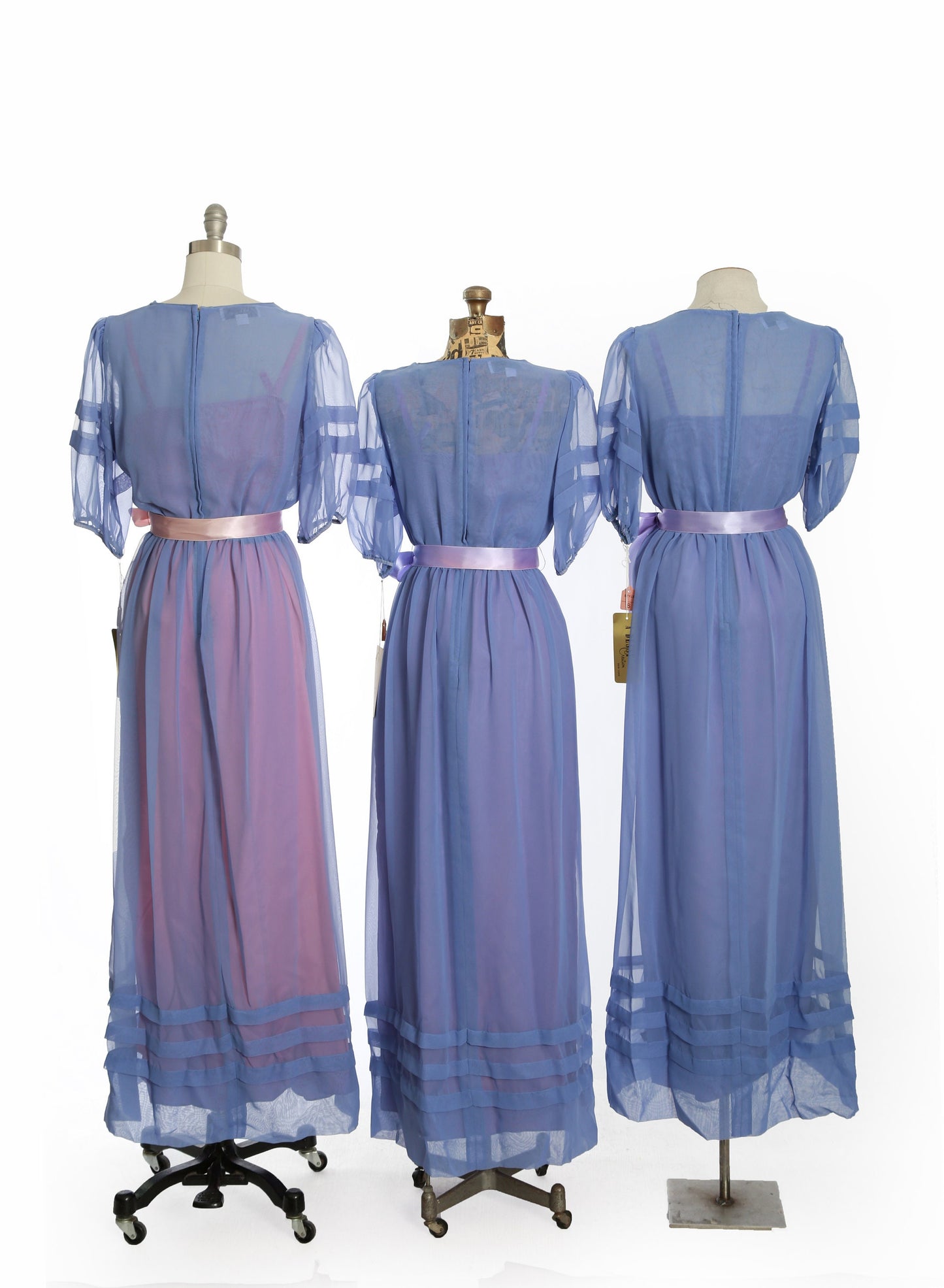 Vintage 70s chiffon maxi dress | 1970s deadstock purple bridesmaid dress