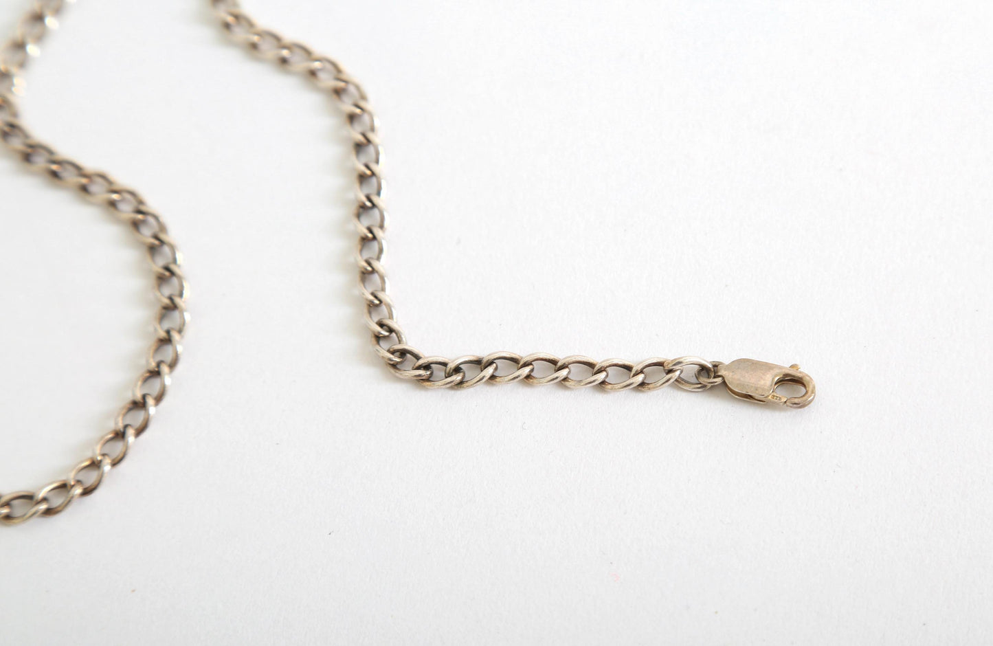 Vintage sterling silver curb chain necklace 25" 25g