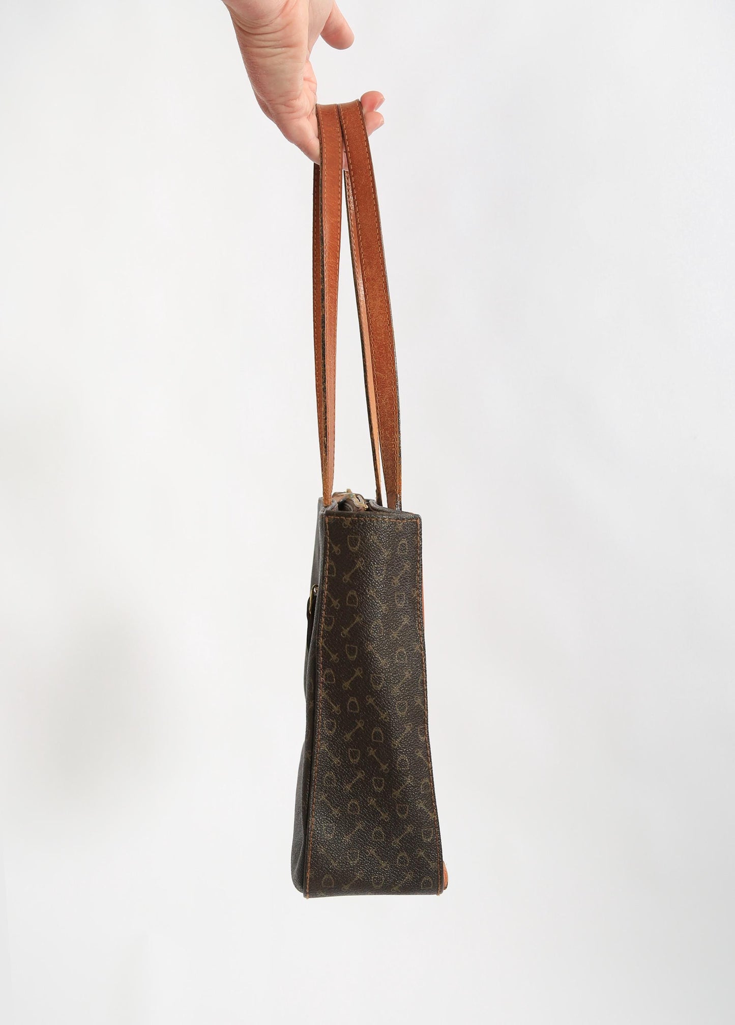 Vintage WHY brown horse bit Signature leather Purse