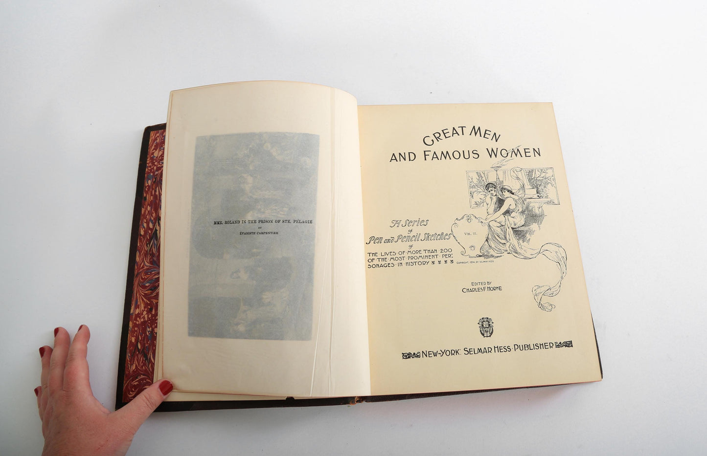 Antique 1894 Great Men and Famous Woman leather book