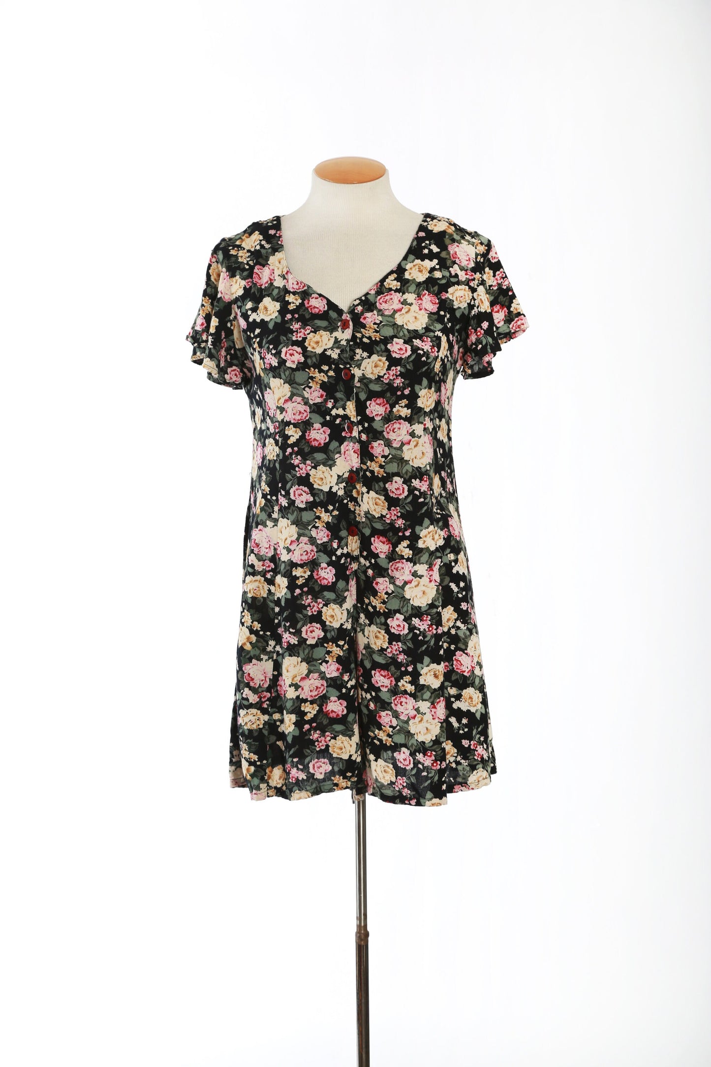 Vintage 90s floral rayon romper