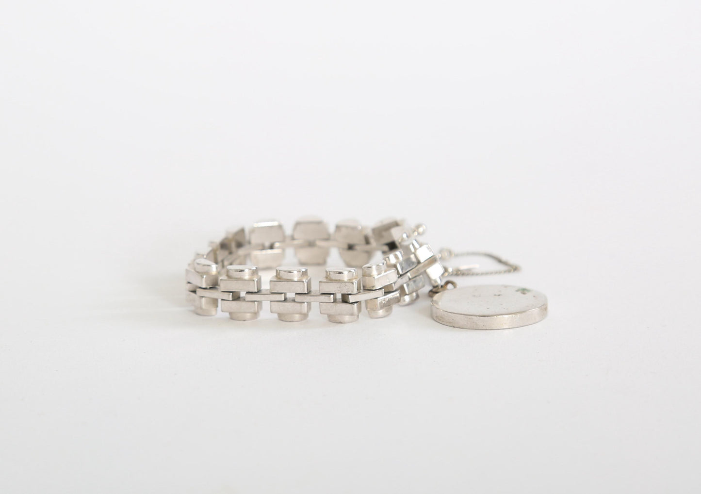 Monet silver link bracelet | Vintage 60s Monet chunky bracelet charm