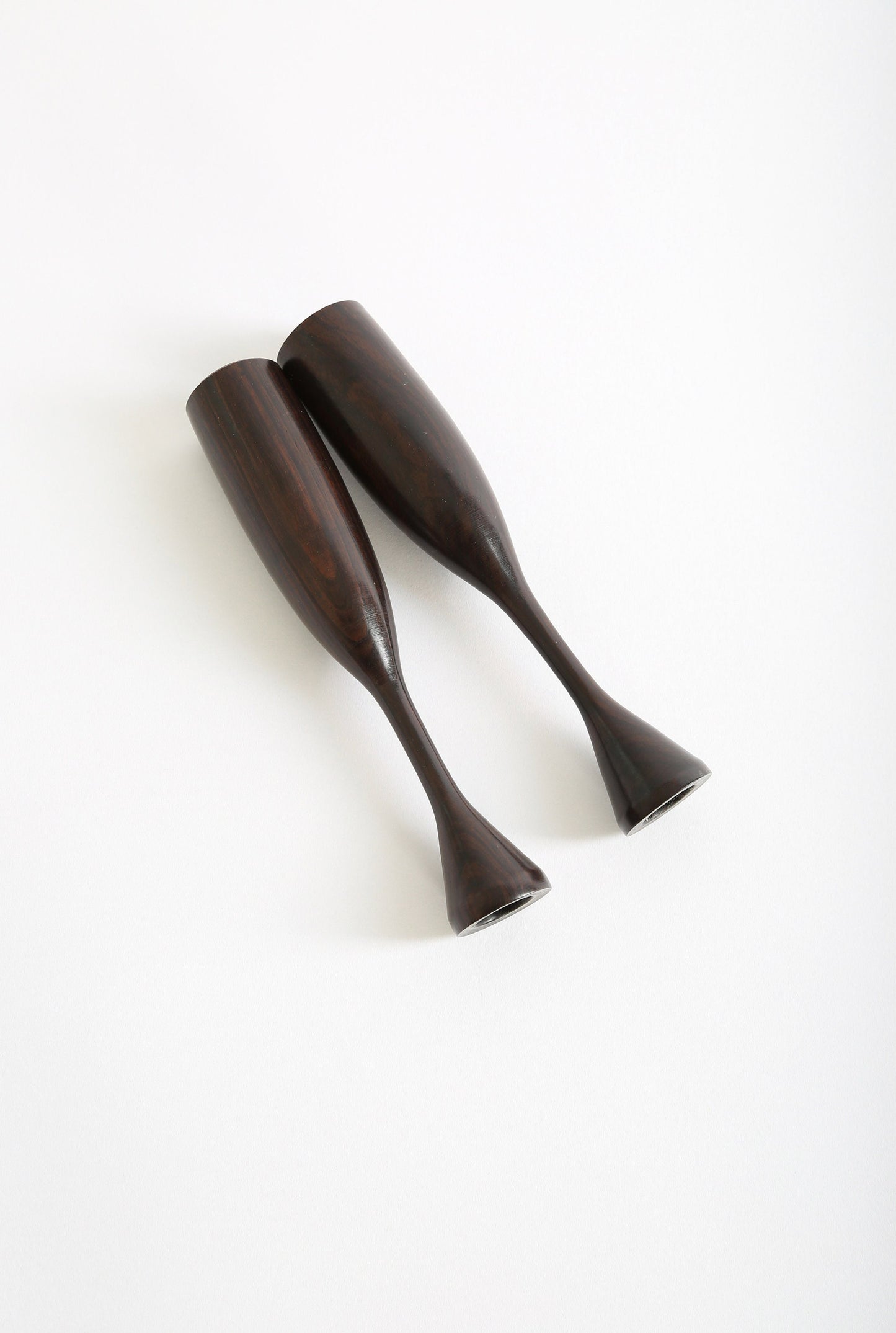 Vintage Mid Century Modern ironwood tulip candlestick holders