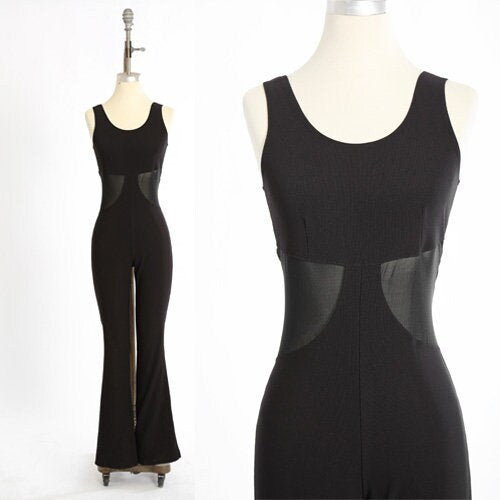 Vintage 90s black sexy cutout stretch jumpsuit