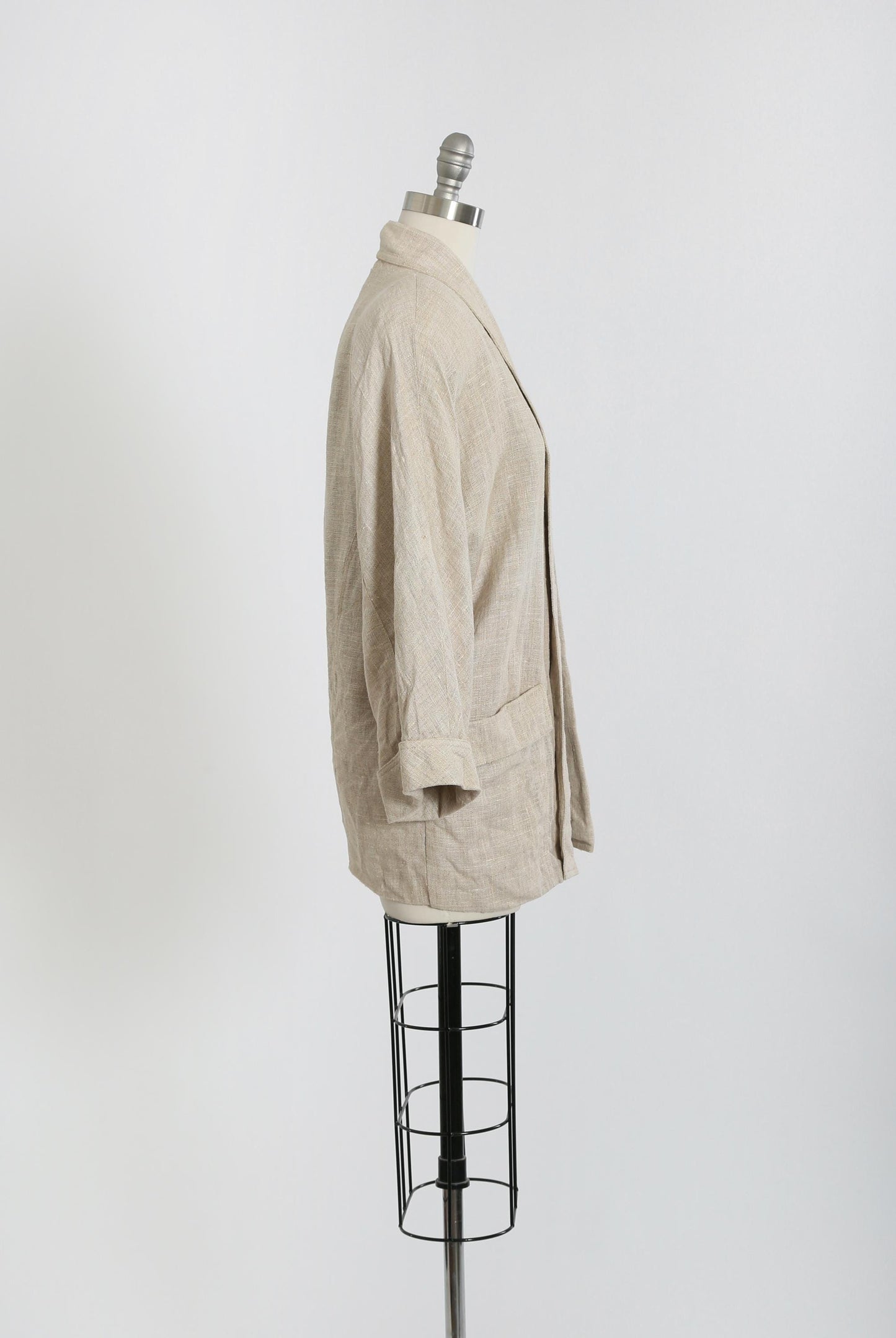 90s oversized oatmeal linen blazer jacket