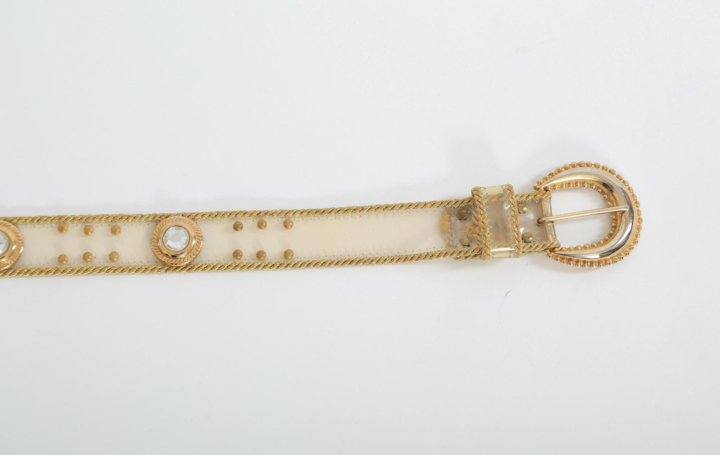 Vintage 80s 90s Clear gold rhinestone belt