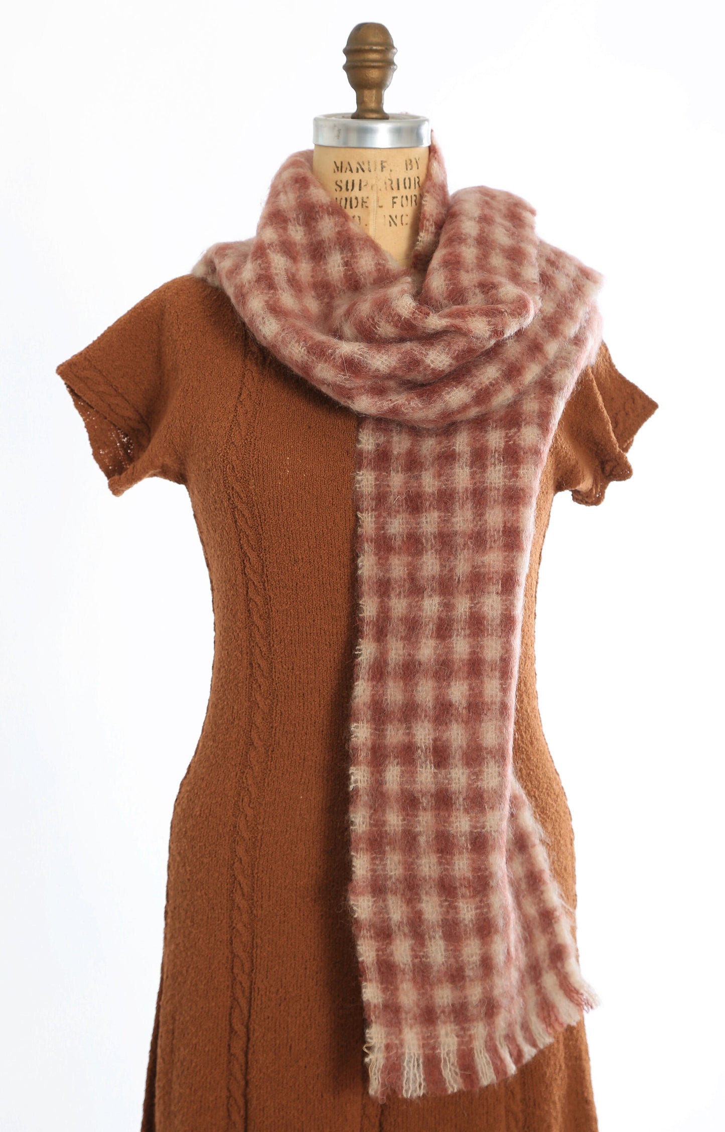 60s Mohair scarf | Vintage 1960s gingham Bloomingdales Scottish mohair scarf